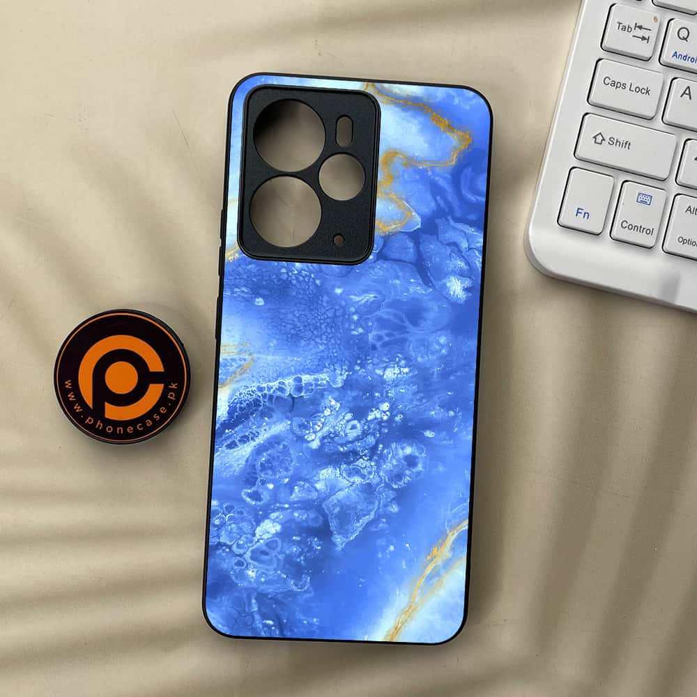 Realme 14T 5G - Blue Marble 2.0 Series - Premium Metal Printed soft Bumper Shock Proof Case