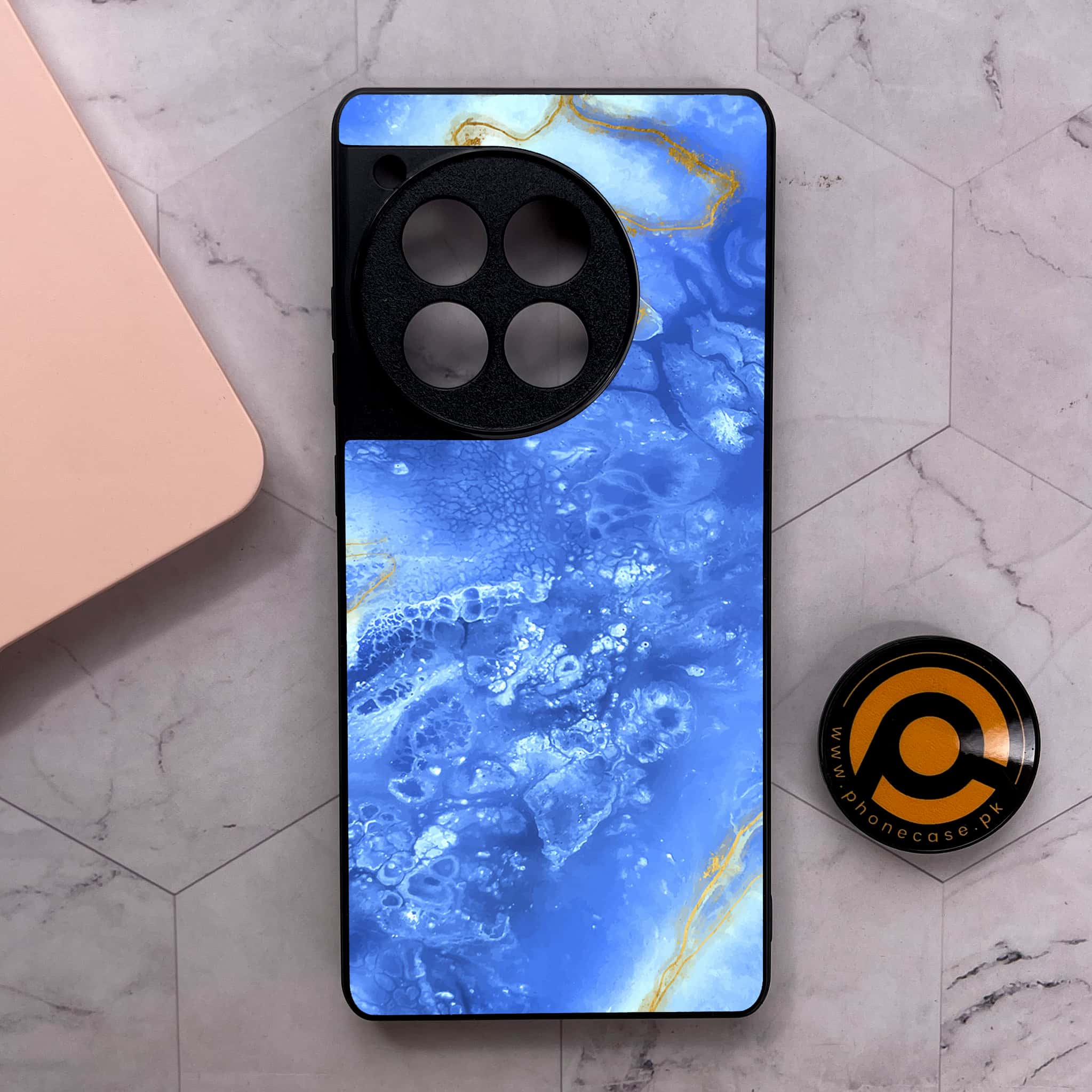 OnePlus 12R - Blue Marble 2.0 Series - Premium Metal Printed soft Bumper shock Proof Case