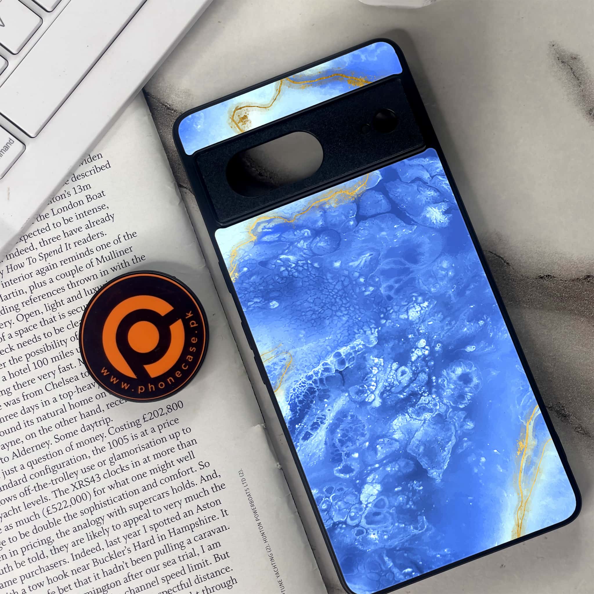 Google Pixel 7 - Blue Marble Series V 2.0 - Premium Metal Printed soft Bumper Shock Proof Case