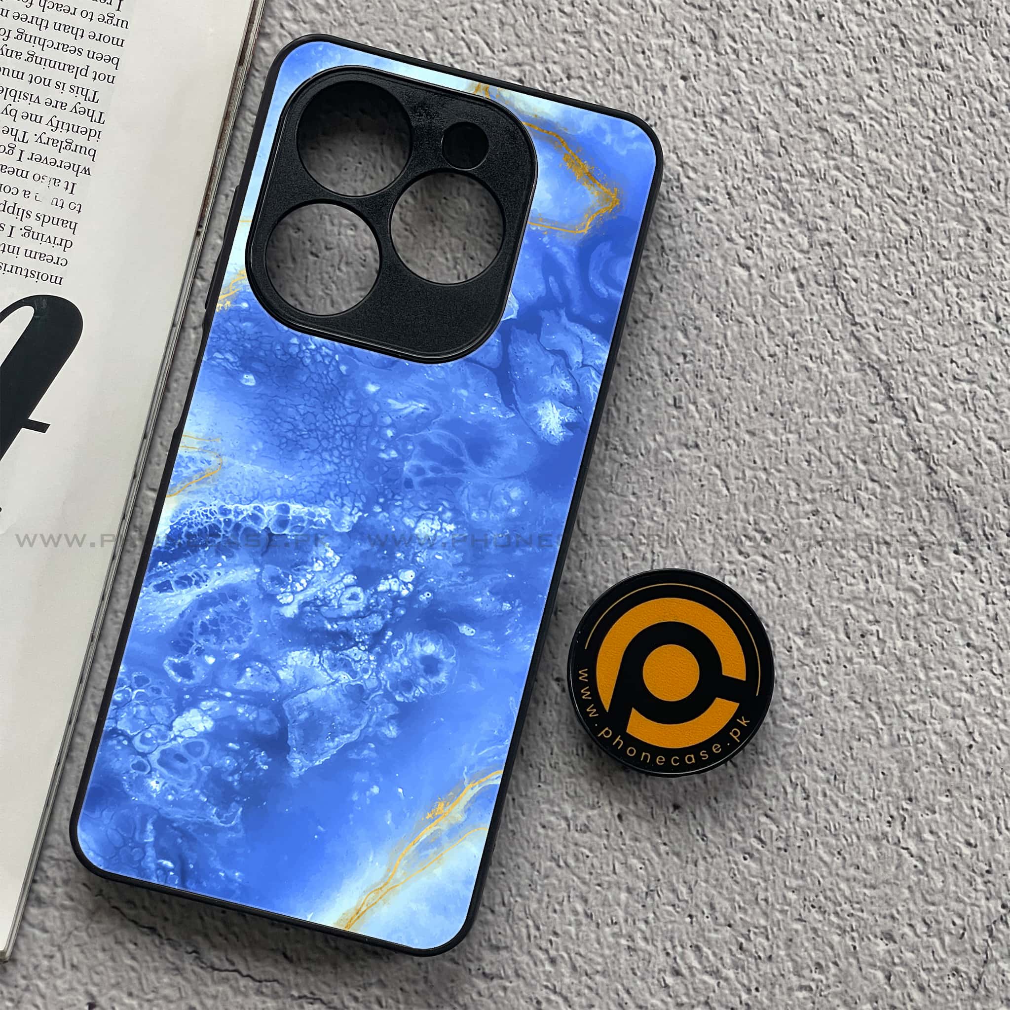 Infinix Smart 8 Pro - Blue Marble Series V 2.0 - Premium Metal Printed soft Bumper shock Proof Case