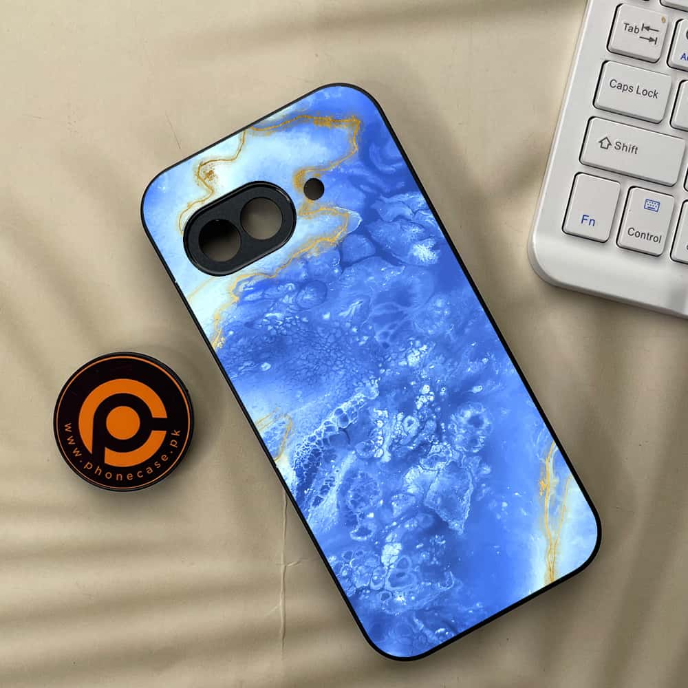 Google Pixel 9a - Blue Marble Series - Premium Metal Printed soft Bumper Shock Proof Case