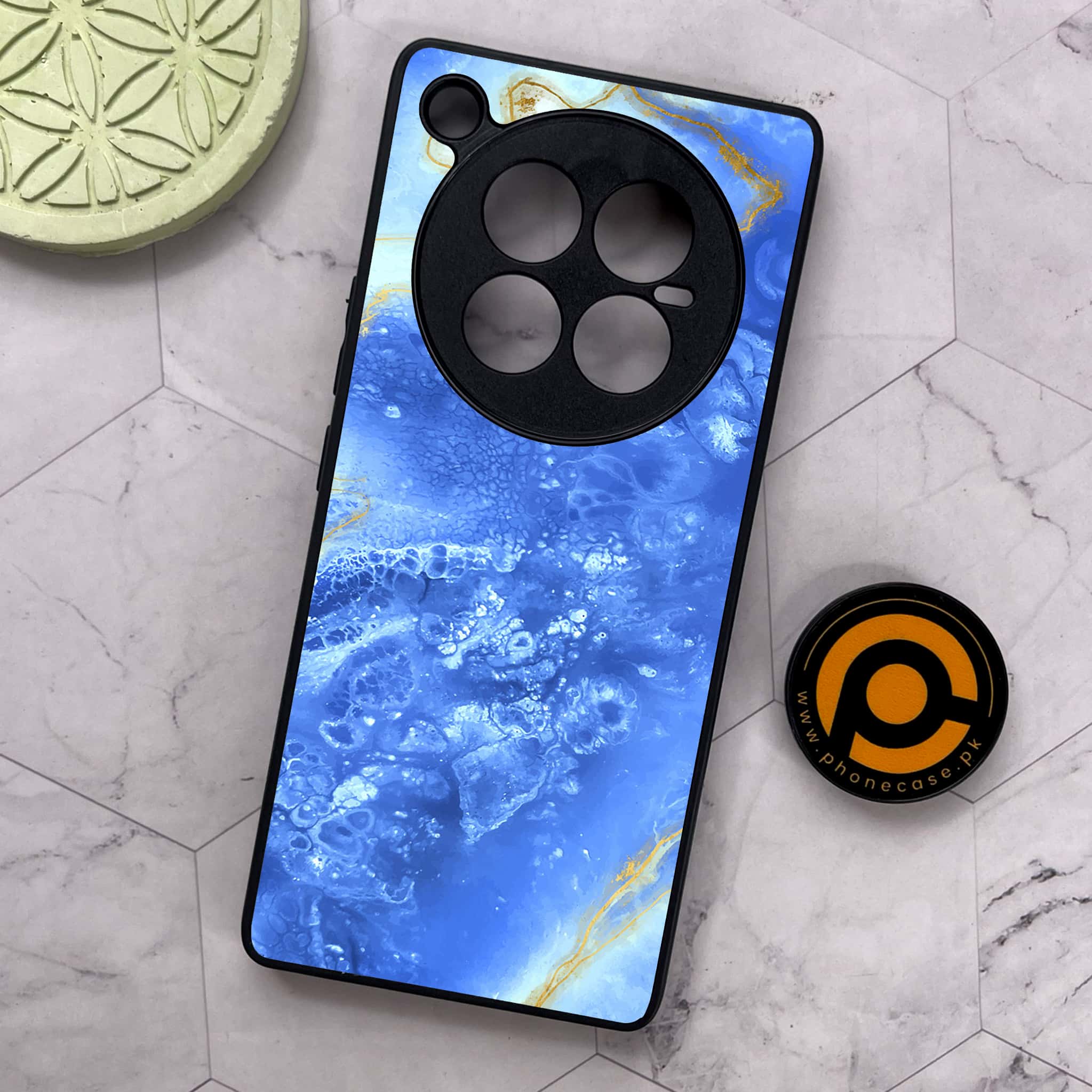 Infinix Zero 40 5G - Blue Marble 2.0 Series - Premium Metal Printed soft Bumper shock Proof Case