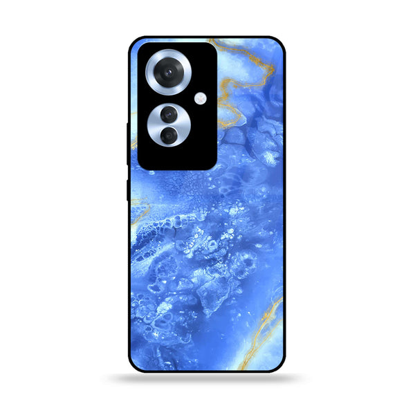 Oppo Reno 11F - Blue Marble 2.0 Series - Design 2  Premium Printed Glass soft Bumper shock Proof Case  CS-23341