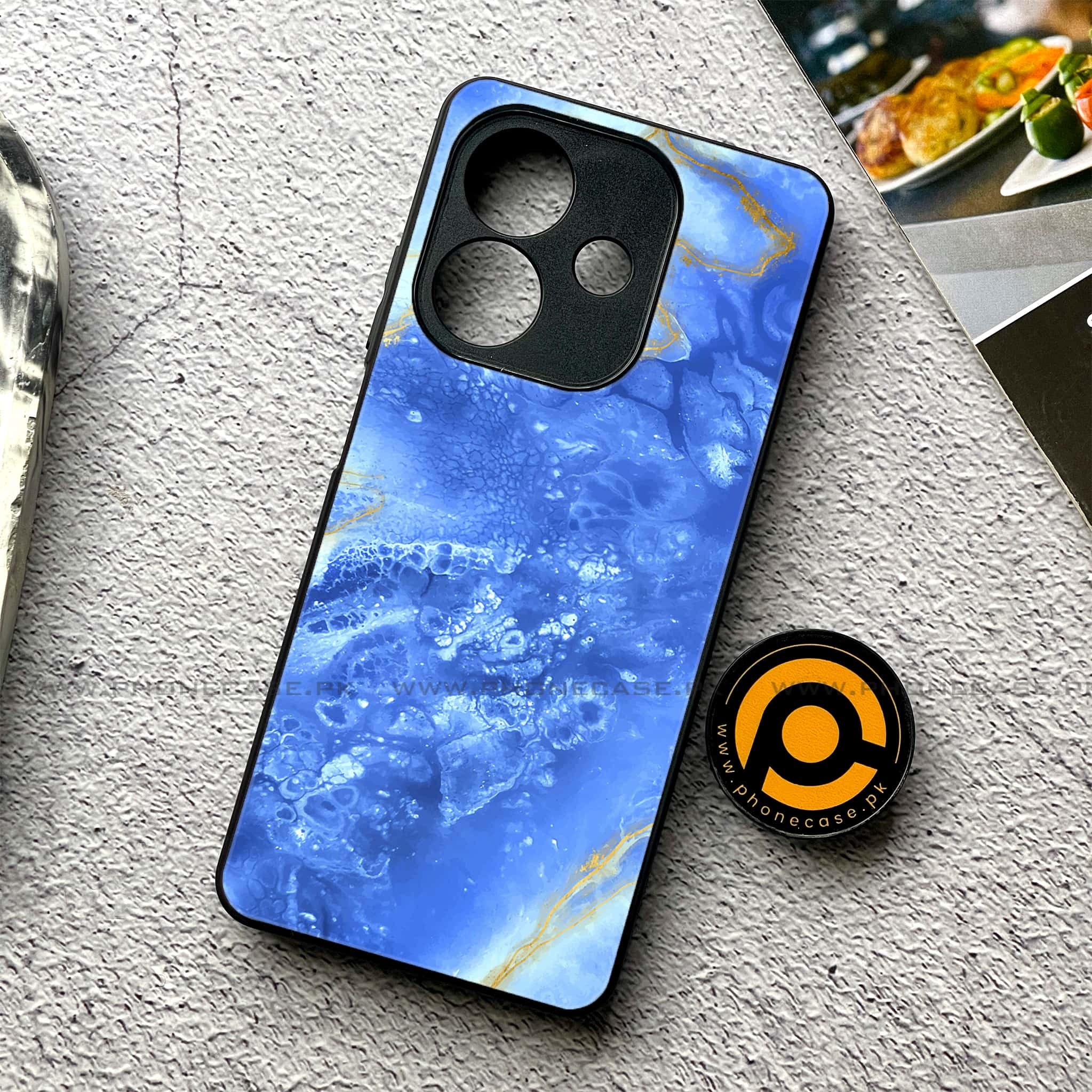 Oppo A5i - Blue Marble 2.0 Series - Premium Metal Printed soft Bumper shock Proof Case