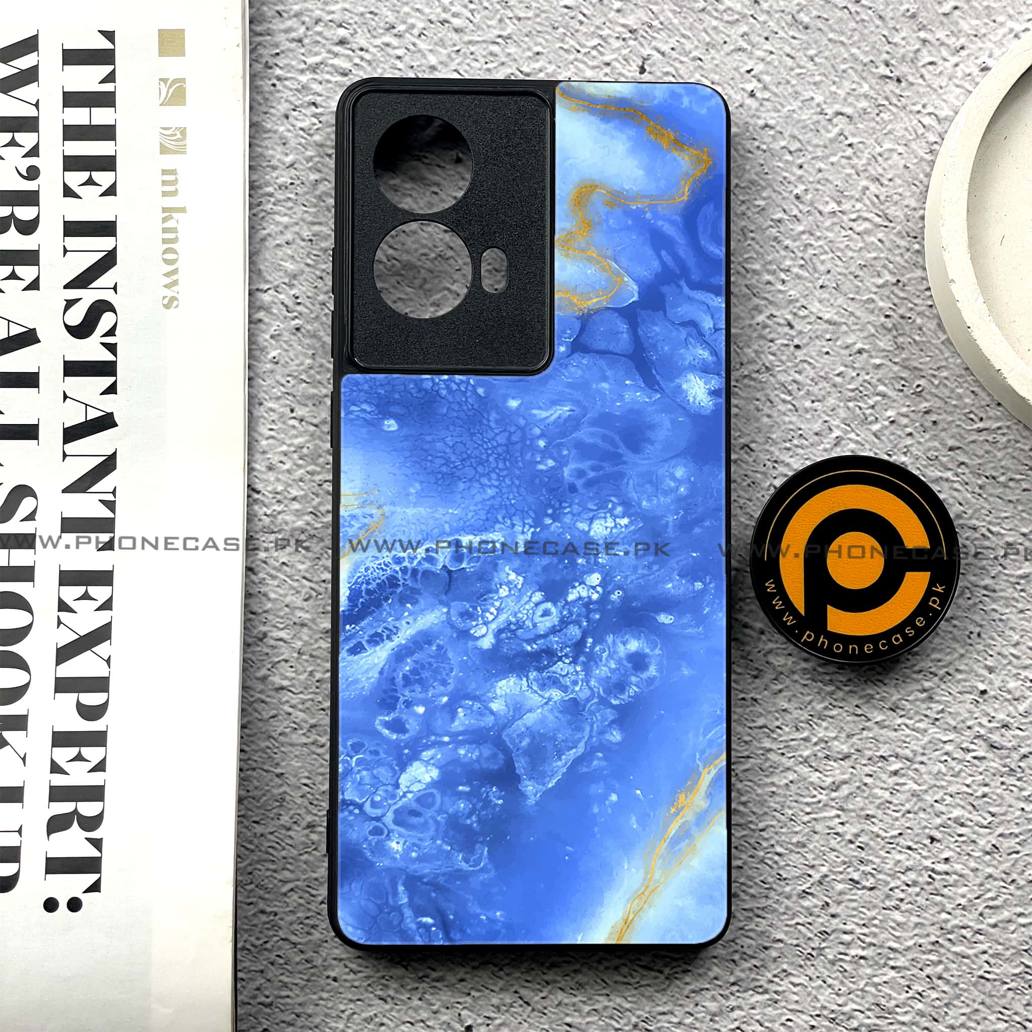 Moto G85 - Blue Marble 2.0 Series - Premium Printed Glass soft Bumper shock Proof Case