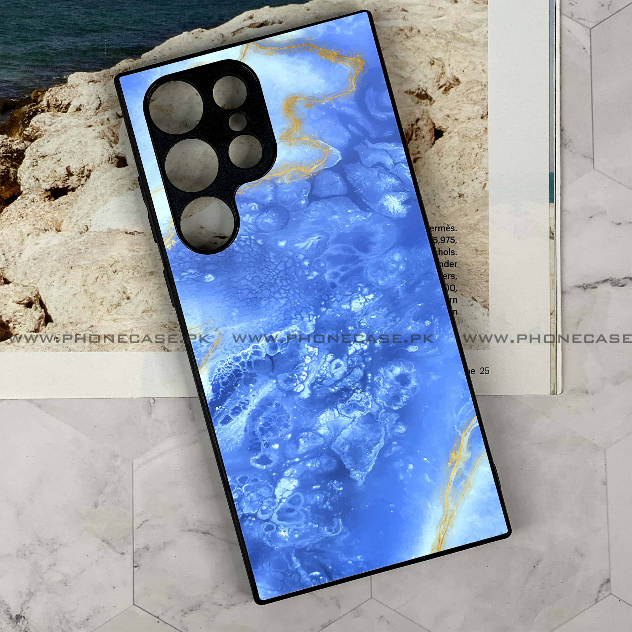 Samsung Galaxy S24 Ultra - Blue Marble Series V 2.0 - Premium Metal Printed soft Bumper shock Proof Case