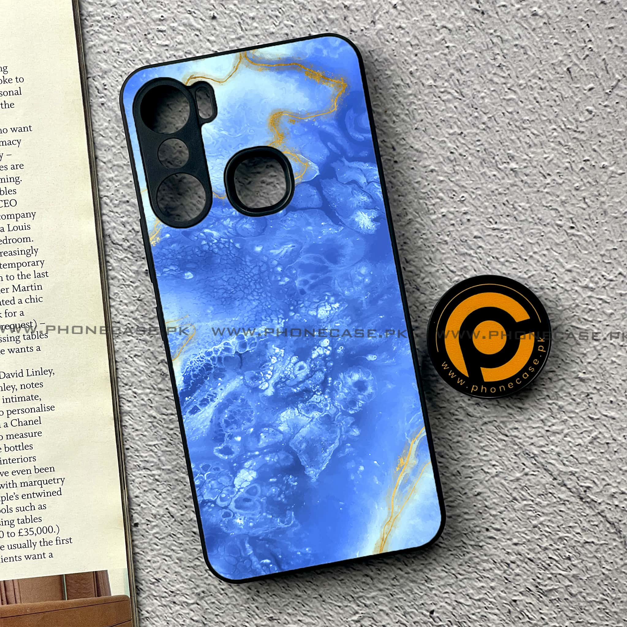 Infinix Hot 12 Pro - Blue Marble 2.0 Series - Premium Printed Glass soft Bumper shock Proof Case