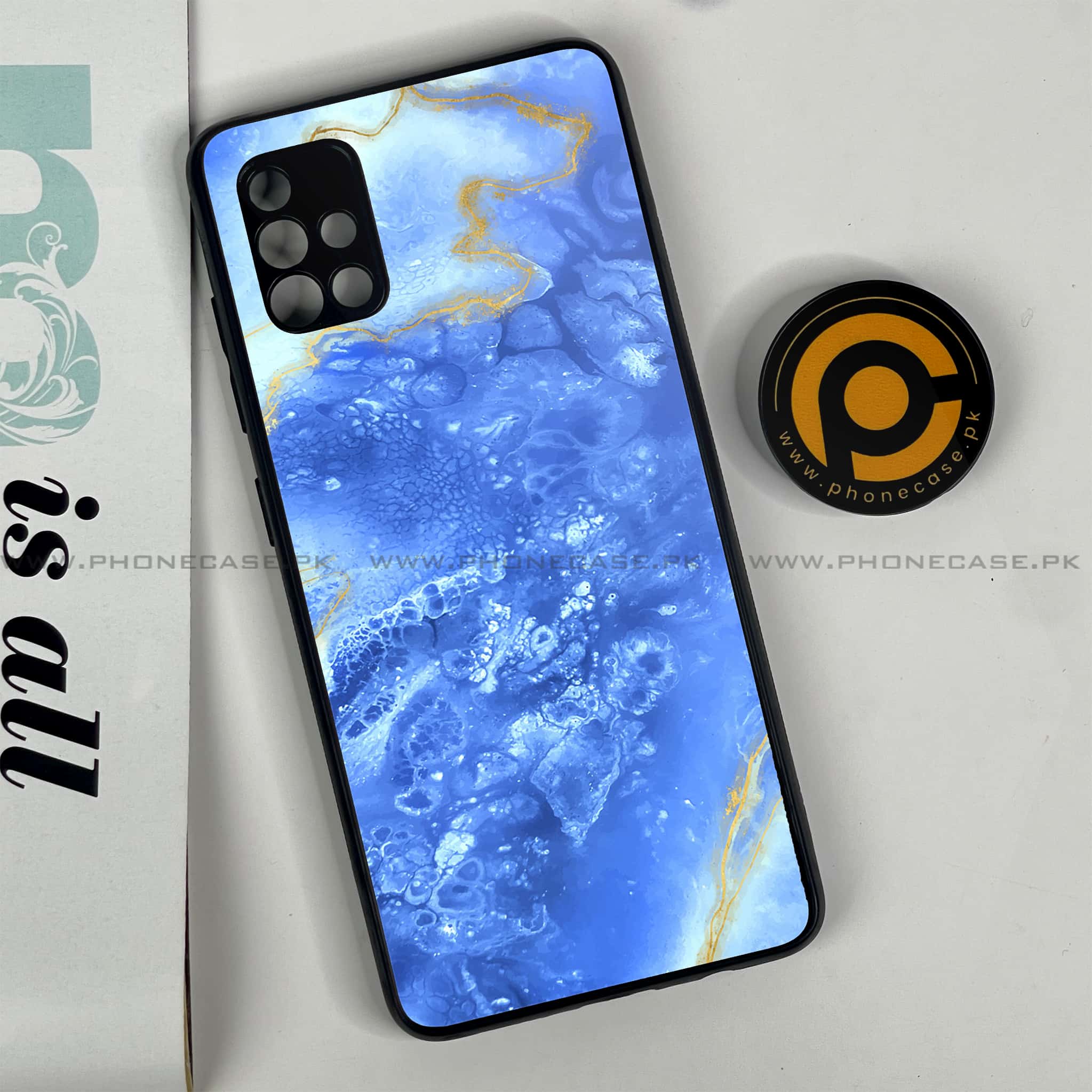 Samsung Galaxy A51 Blue Marble Series V 2.0 Premium Printed Glass soft Bumper shock Proof Case