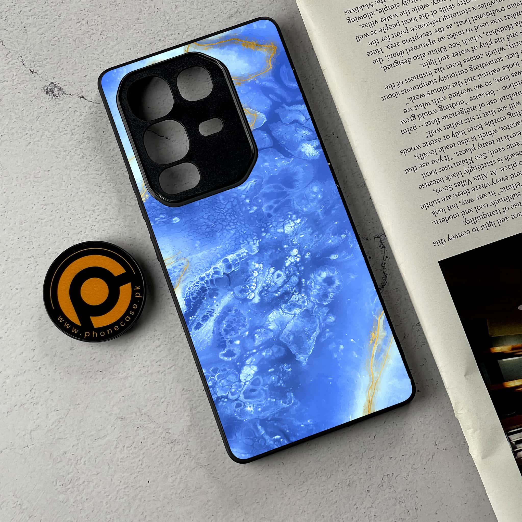Infinix Note 50 Pro Plus - Blue Marble 2.0 Series - Premium Metal Printed Soft Bumper Shockproof Case