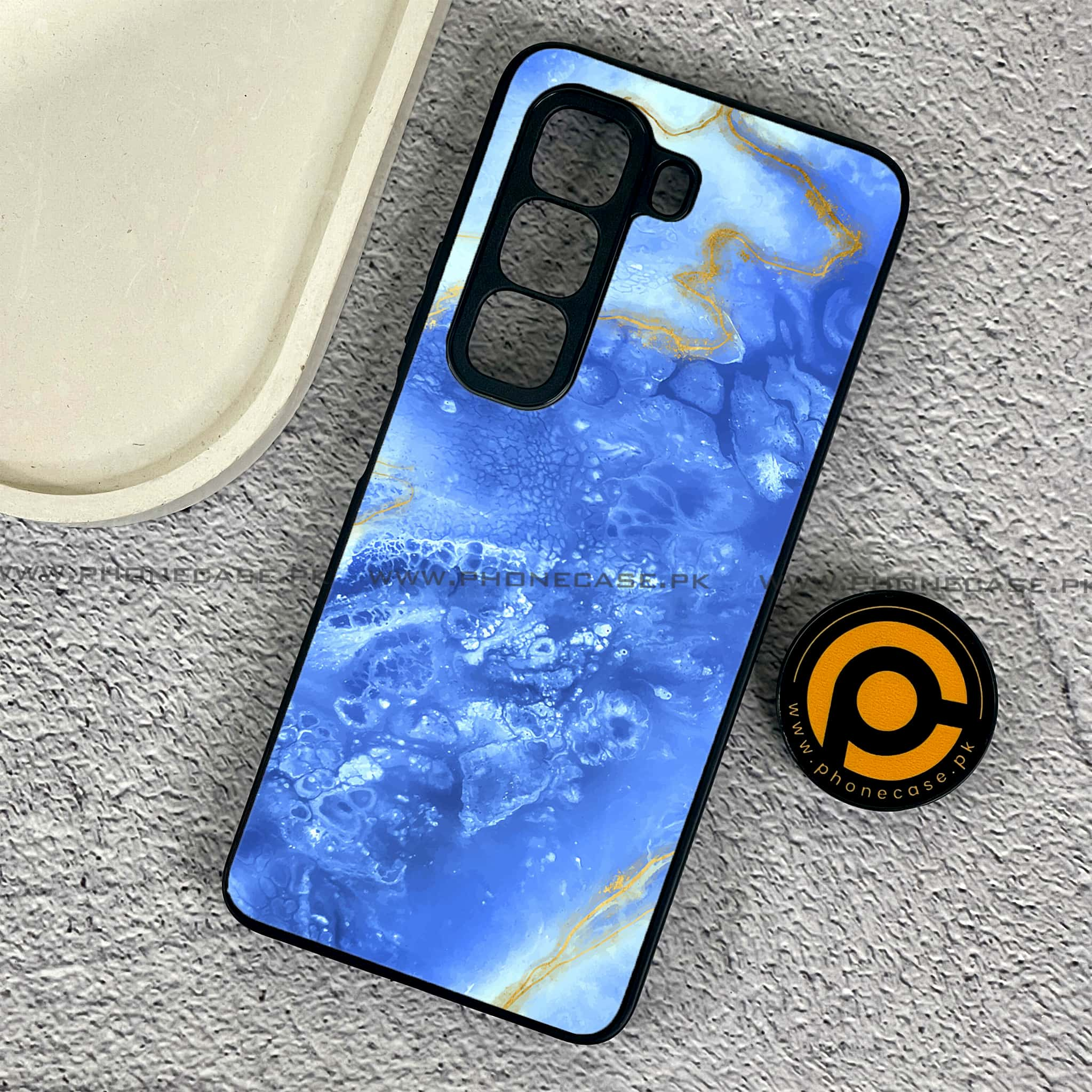 Infinix Hot 50 Pro - Blue Marble 2.0 Series - Premium Printed Glass soft Bumper shock Proof Case