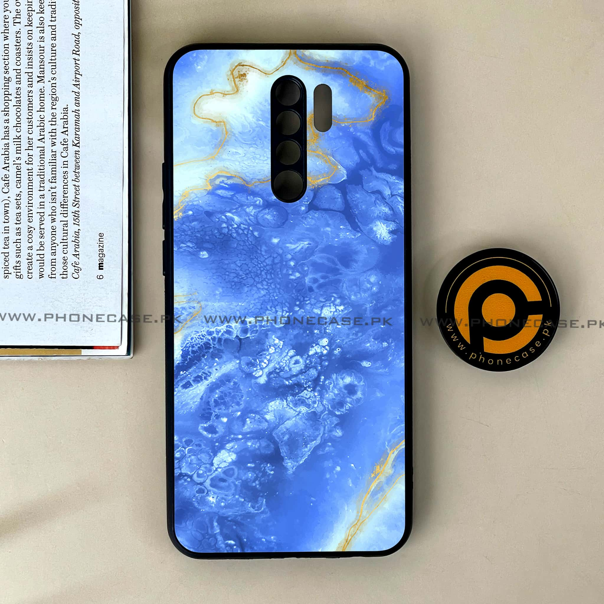 Xiaomi Redmi 9 - Blue Marble Series V 2.0 - Premium Printed Glass soft Bumper shock Proof Case