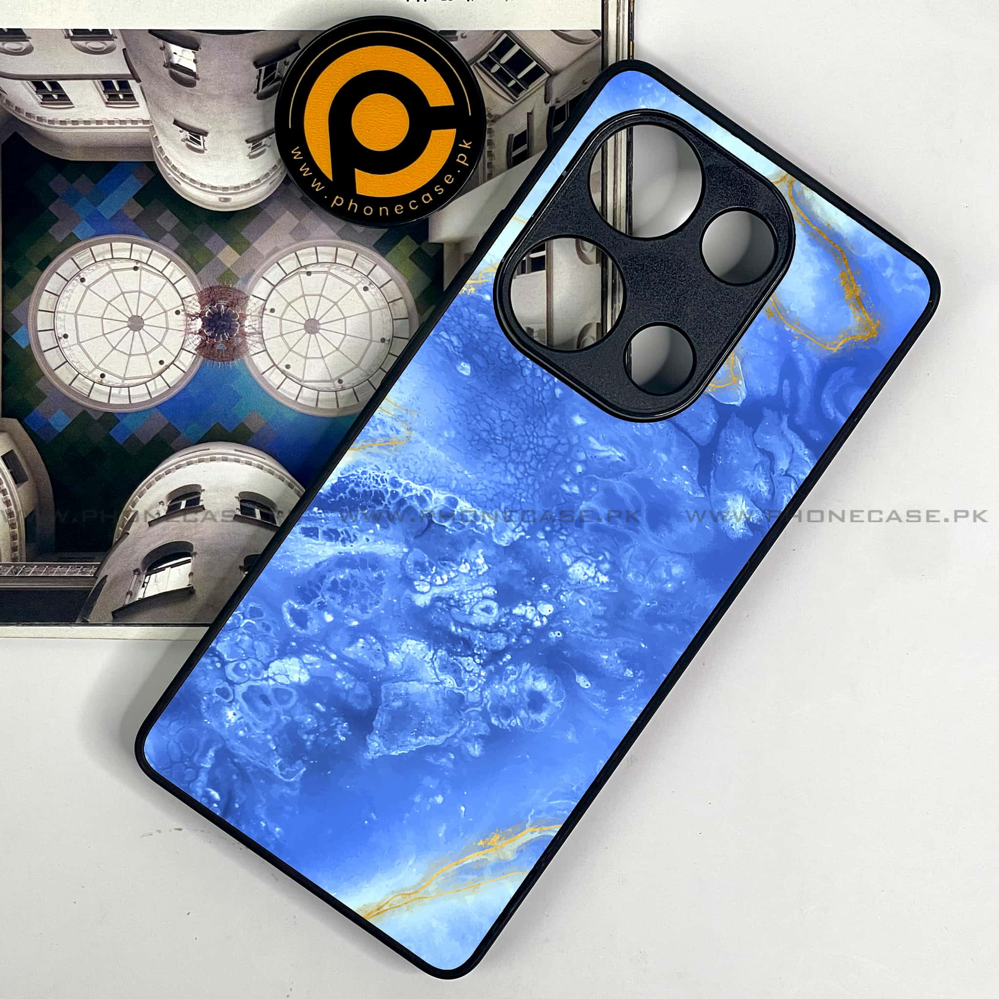 Redmi Note 13 Pro 4G - Blue Marble Series V 2.0 - Premium Metal Printed soft Bumper shock Proof Case