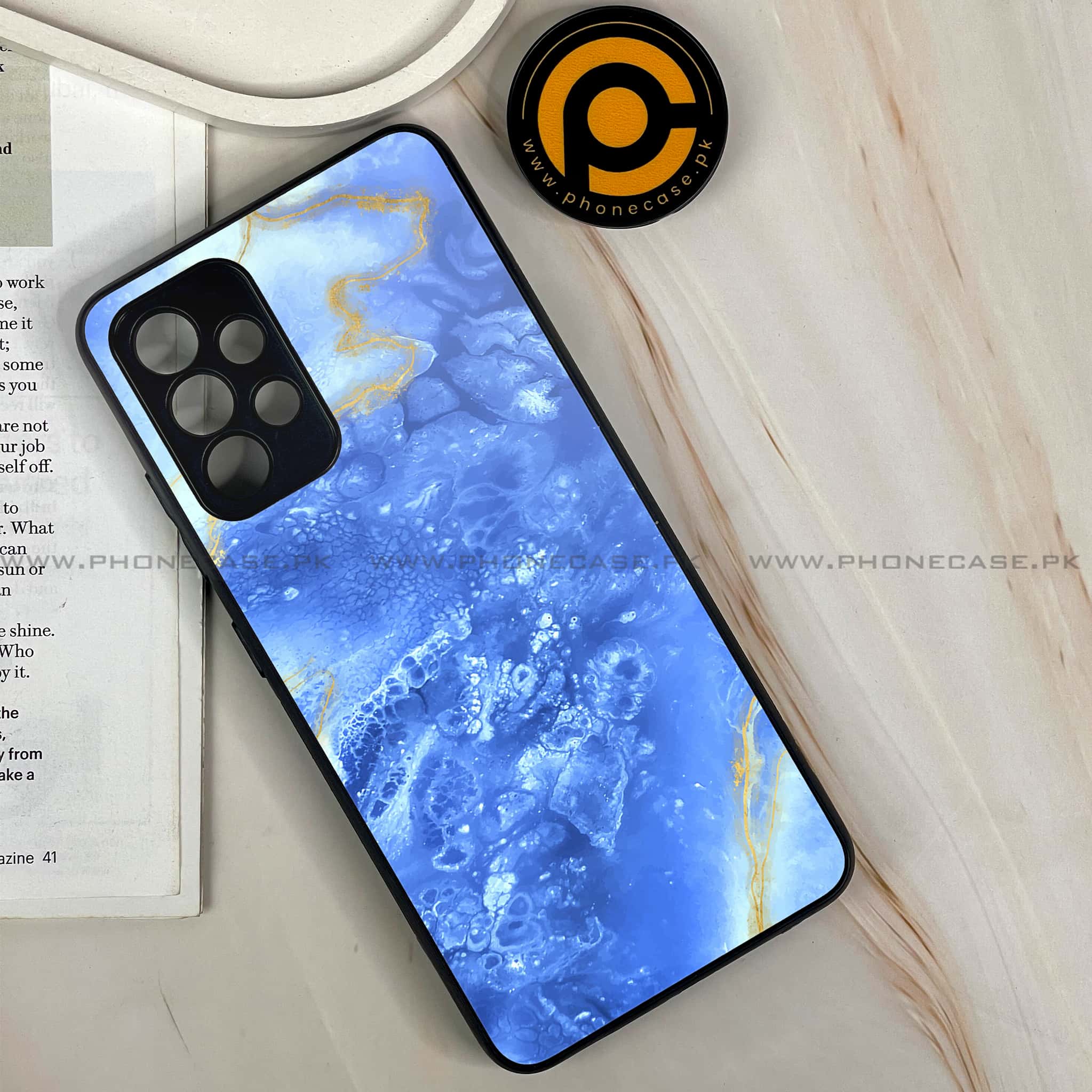 Samsung Galaxy A32 4G - Blue Marble Series V 2.0 - Premium Printed Glass soft Bumper shock Proof Case