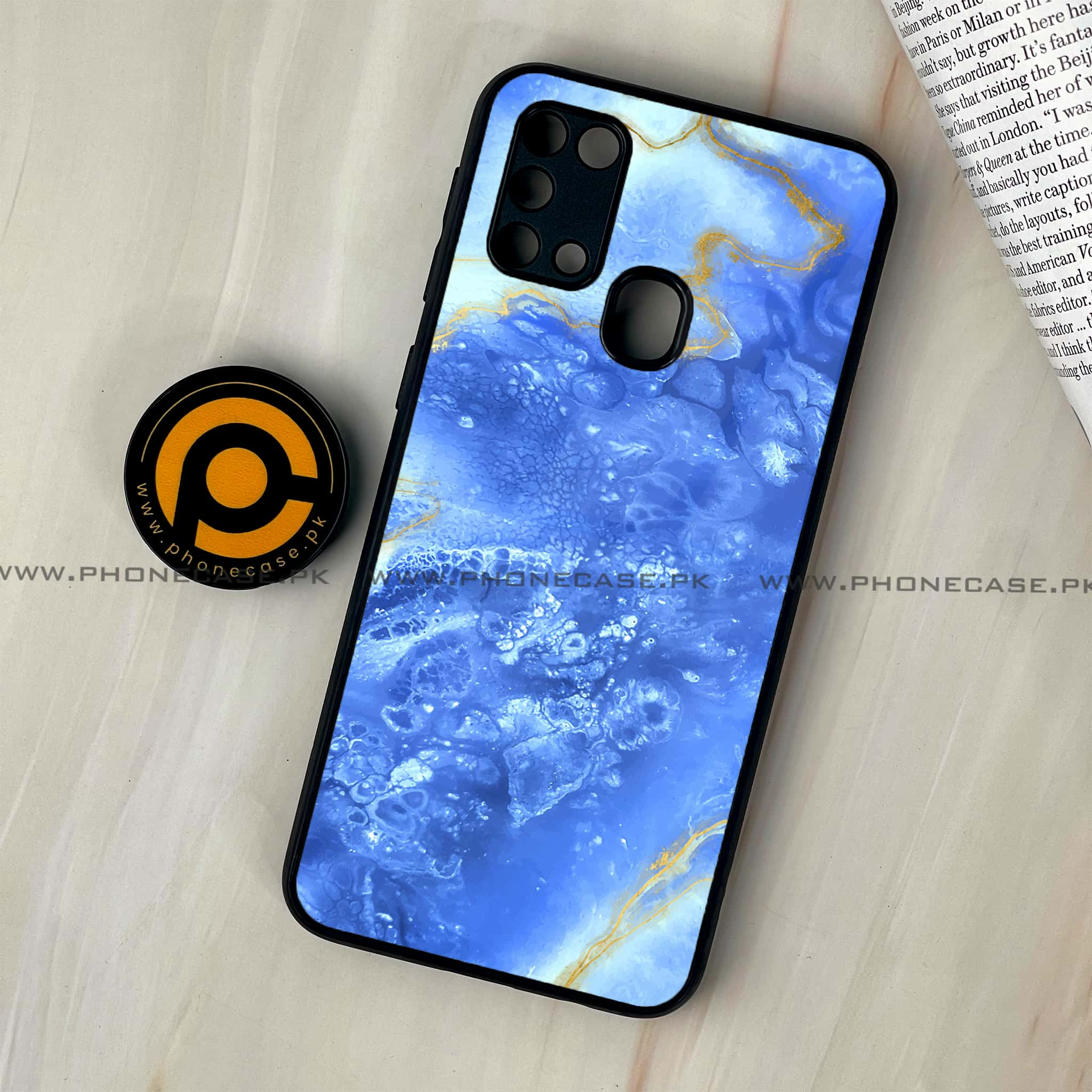 Galaxy M31 - Blue Marble 2.0 Series - Premium Printed Glass soft Bumper shock Proof Case