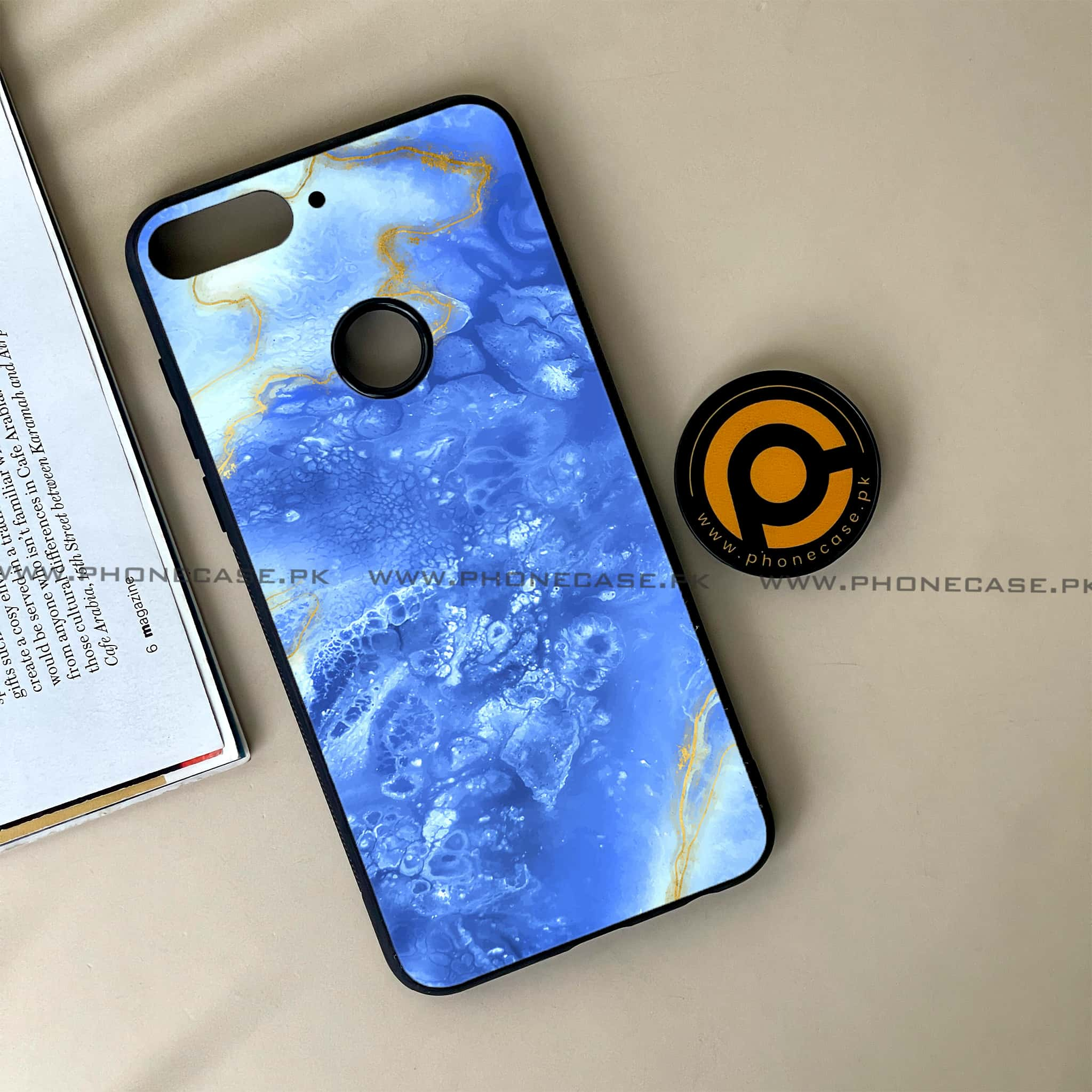 Huawei Y7 Prime (2018) - Blue Marble Series V 2.0 - Premium Printed Glass soft Bumper shock Proof Case