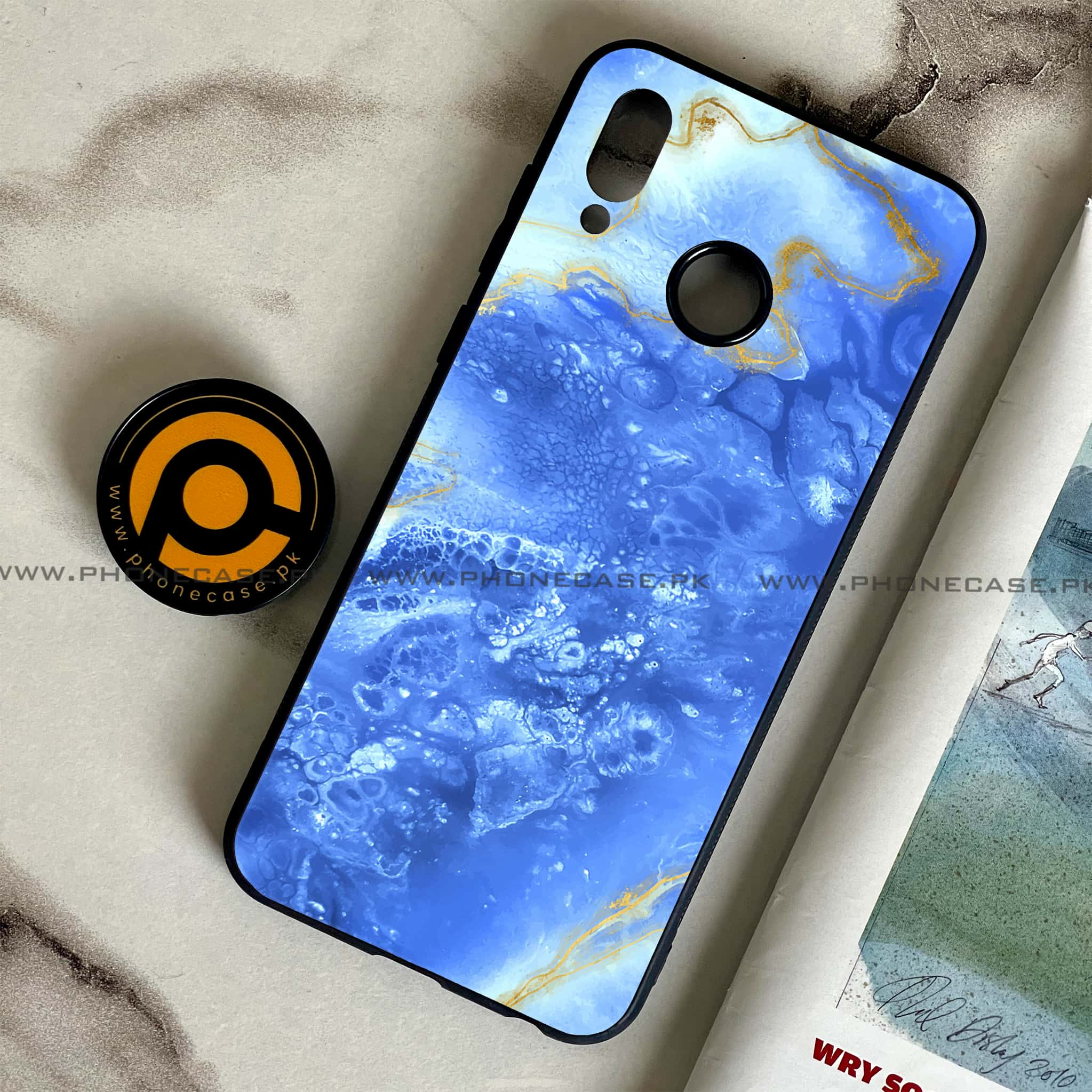 Huawei Honor Play - Blue Marble 2.0 Series - Premium Printed Glass soft Bumper shock Proof Case