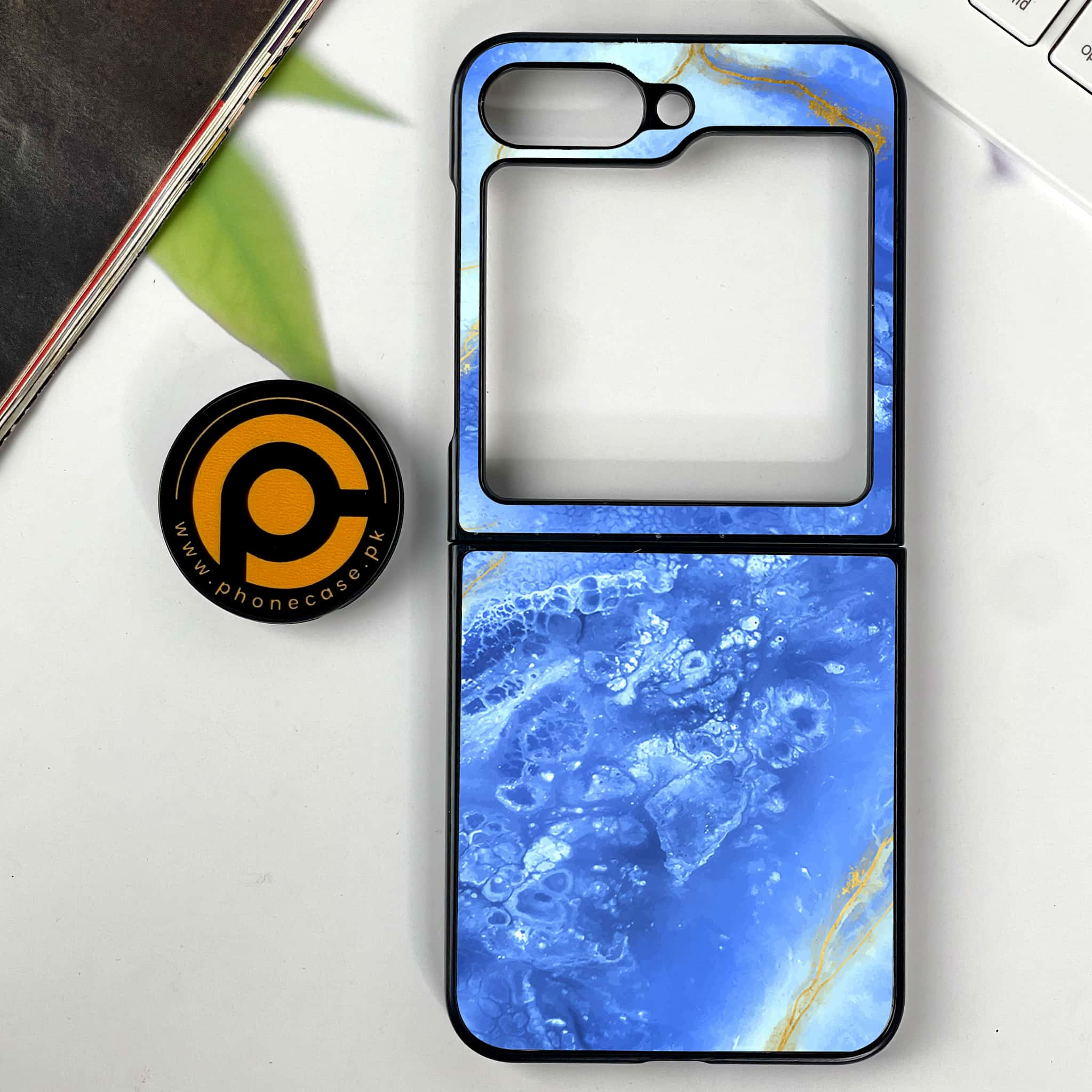 Galaxy Z Flip 6 - Blue Marble 2.0 Series - Premium Printed Glass soft Bumper shock Proof Case