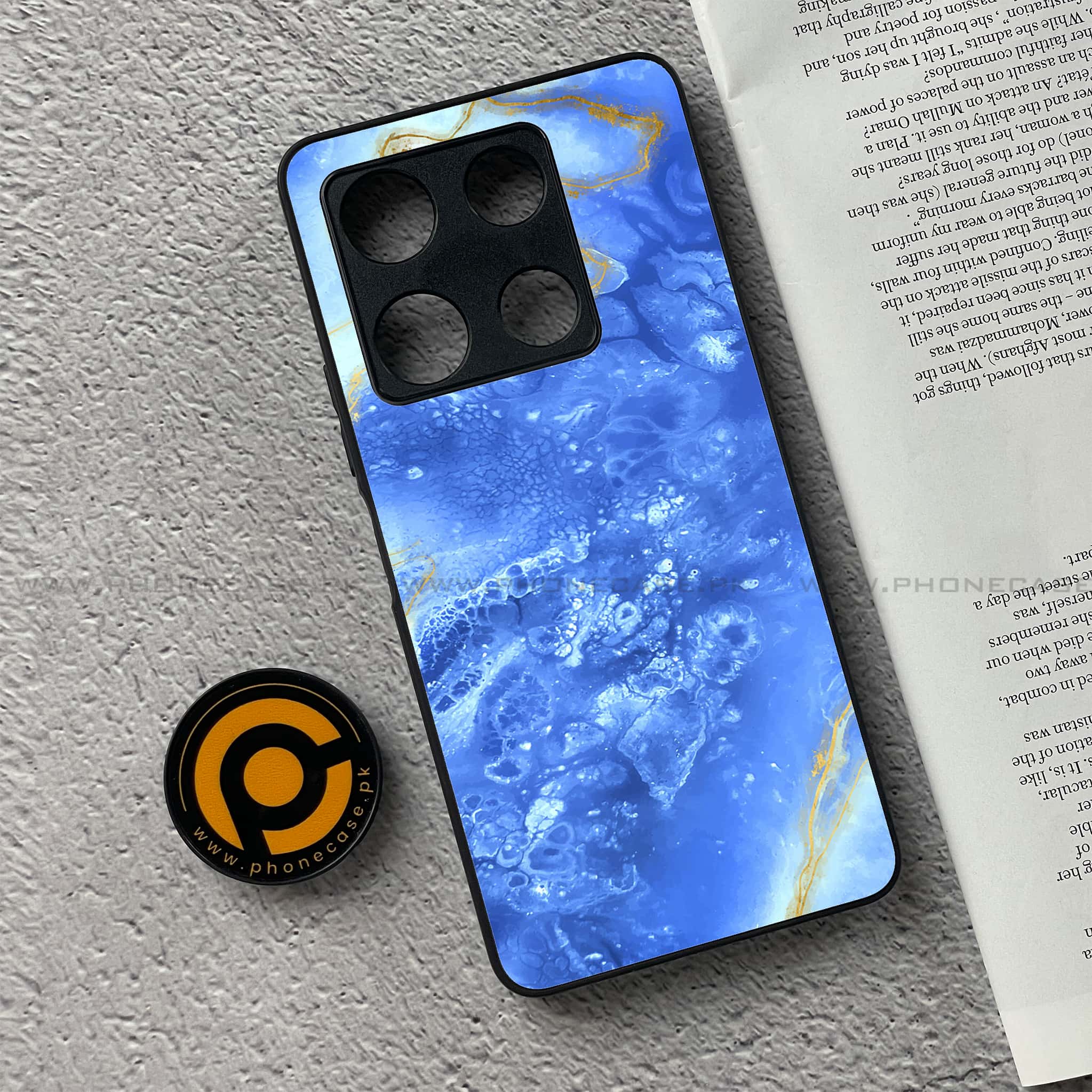 Infinix Note 30 Pro - Blue Marble Series V 2.0 - Premium Metal Printed soft Bumper shock Proof Case
