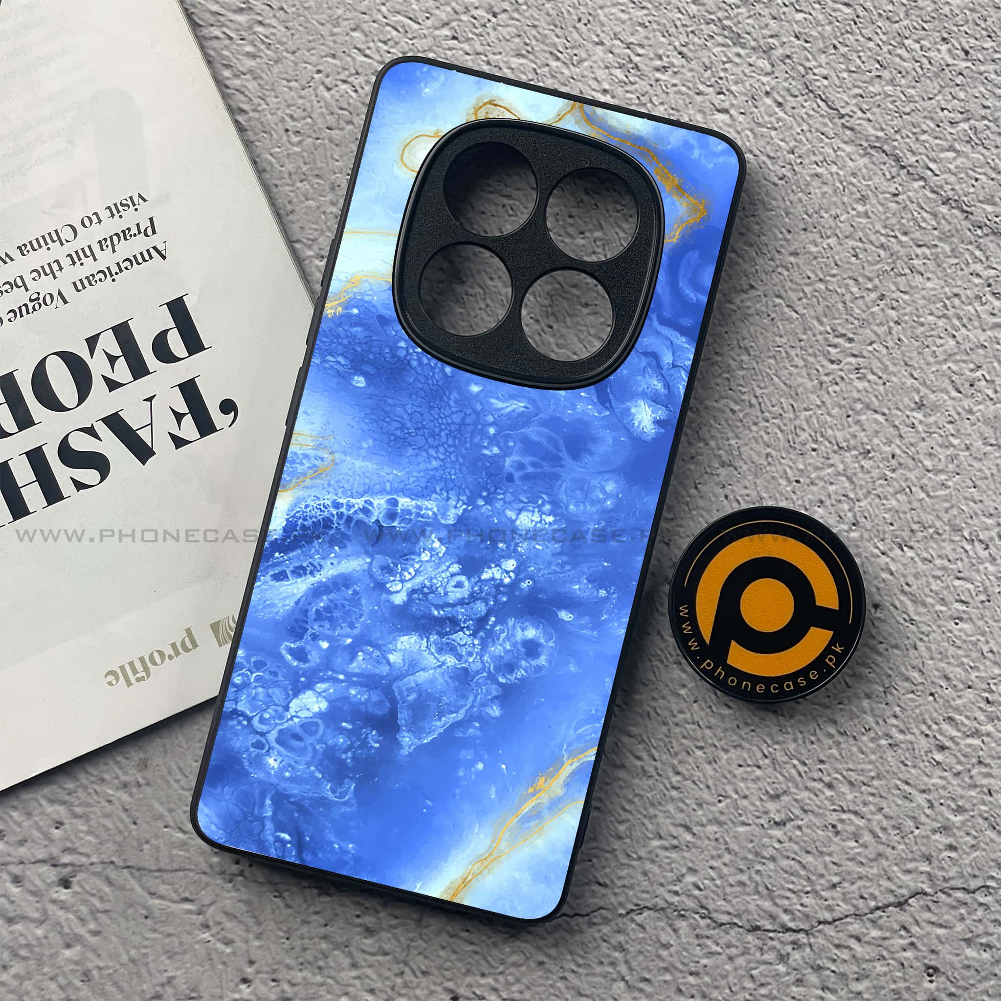 Redmi Note 14 Pro Plus 5G - Blue Marble 2.0 Series - Premium Printed Glass soft Bumper shock Proof Case