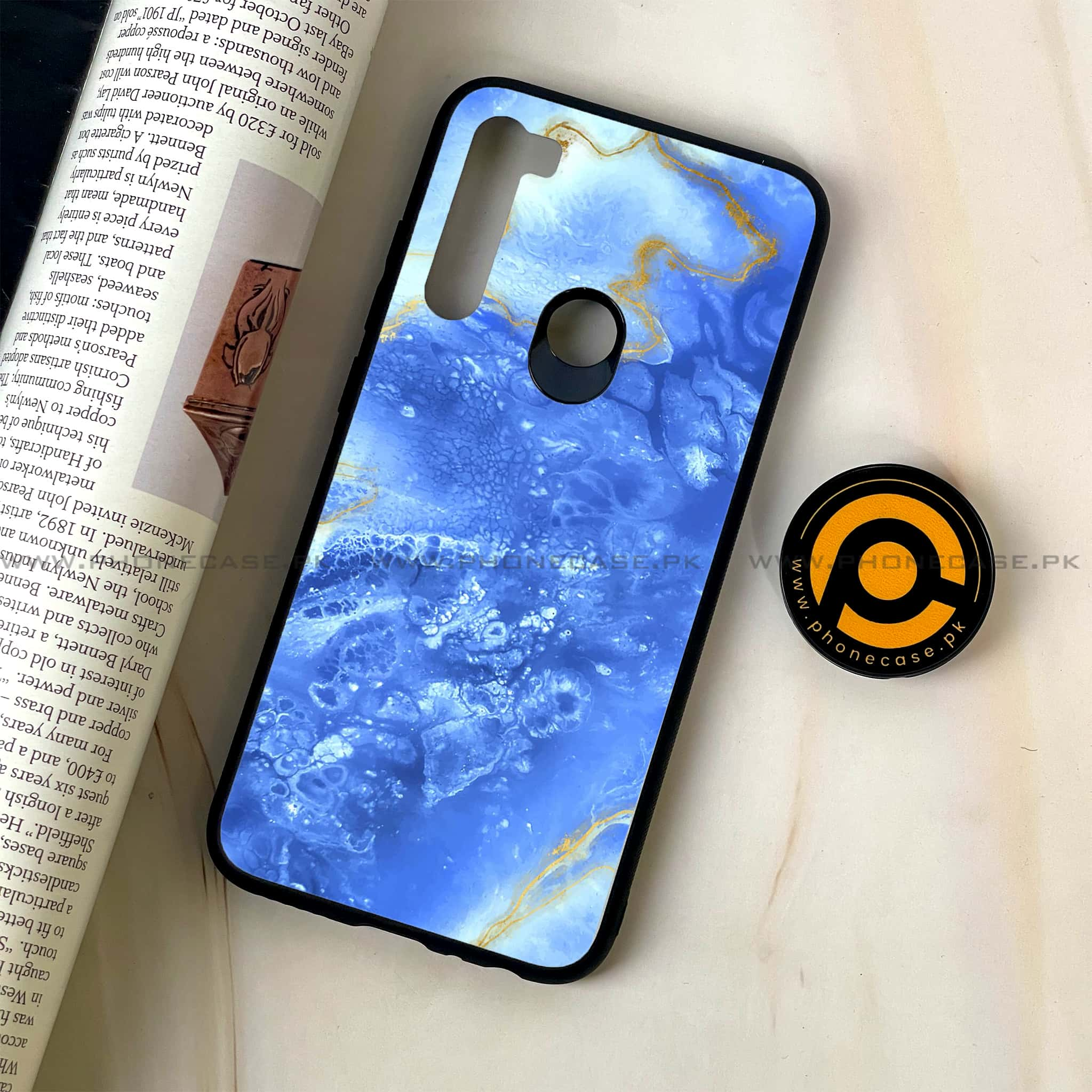 Redmi Note 8 - Blue Marble Series V 2.0 - Premium Printed Glass soft Bumper shock Proof Case