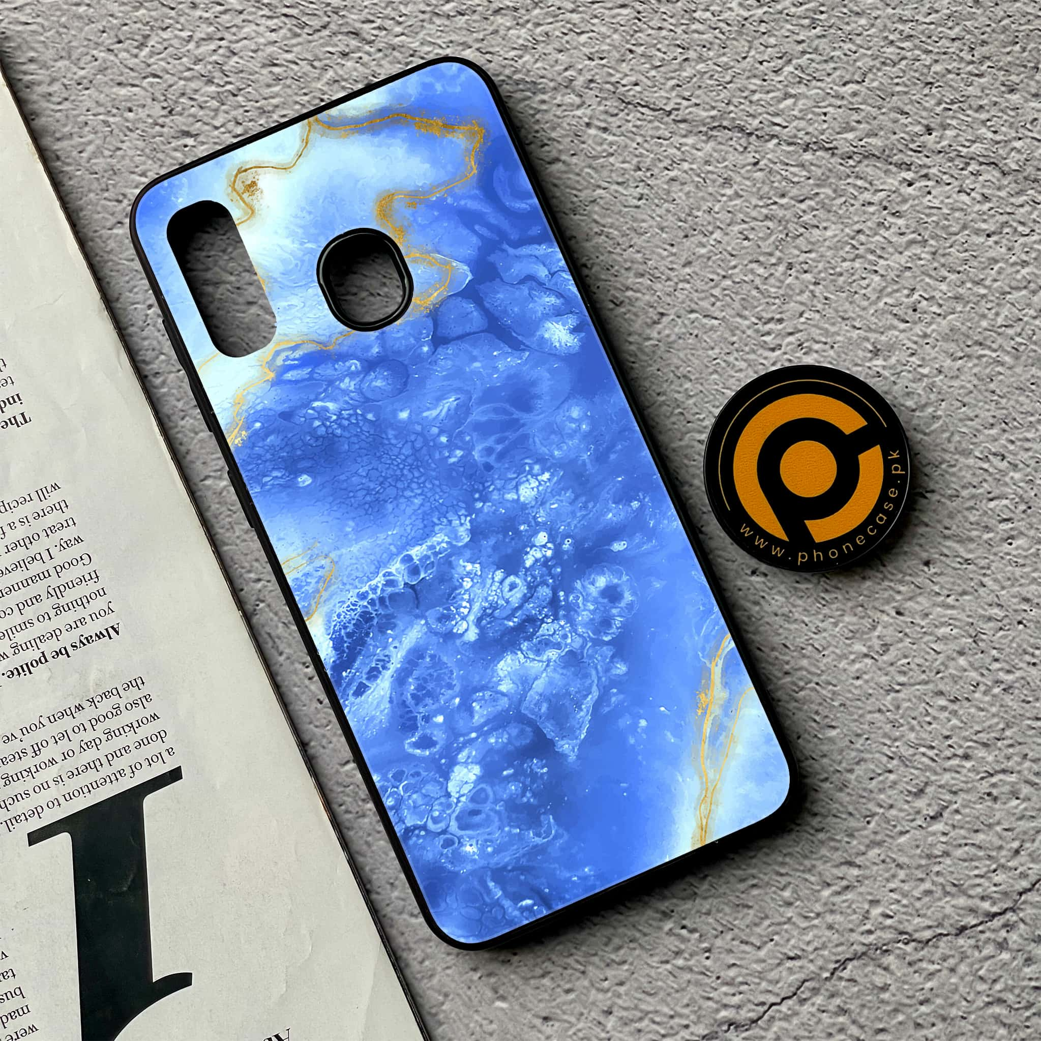 Galaxy A20/A30 - Blue Marble V 2.0 Series - Premium Printed Glass soft Bumper shock Proof Case