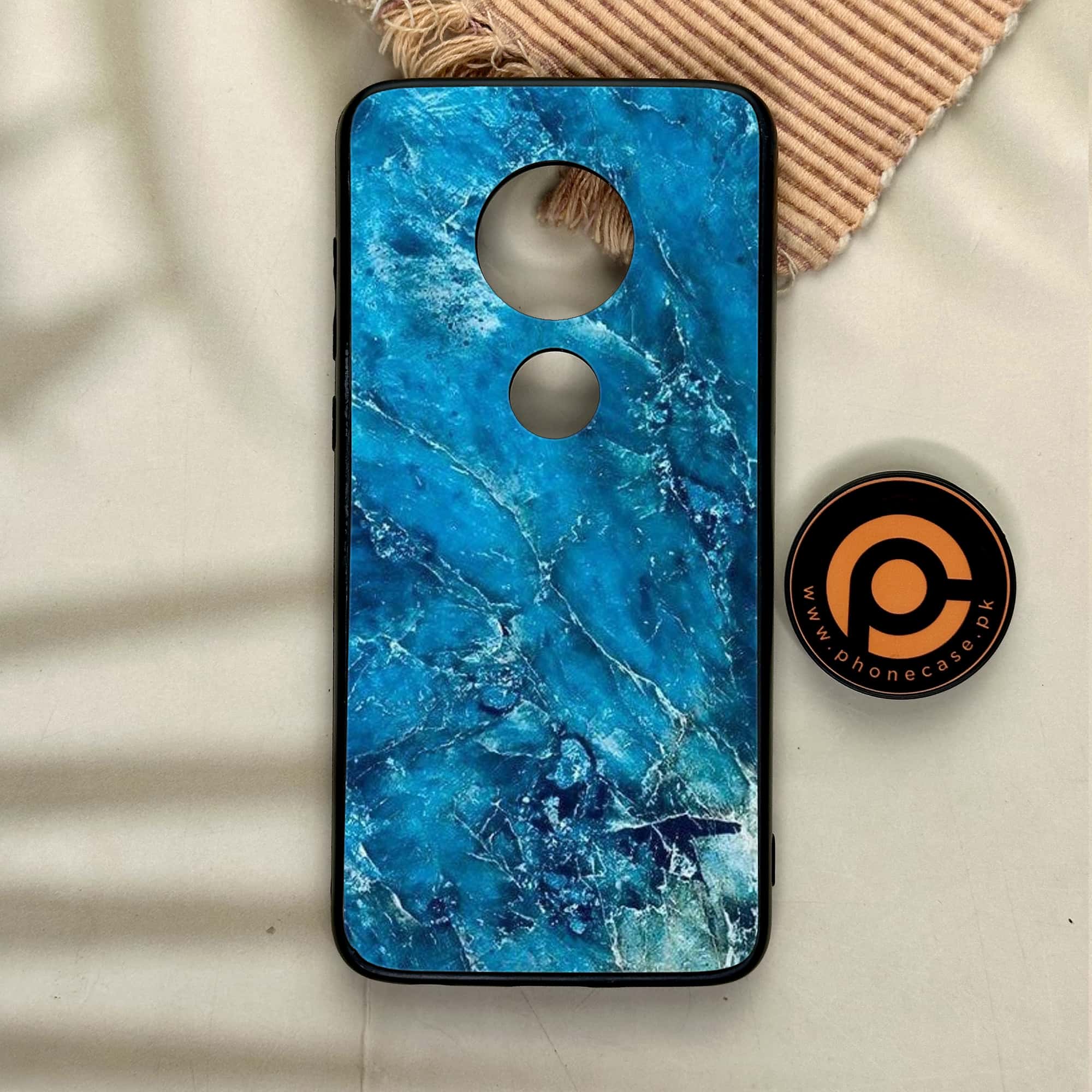 Moto G7 - Blue Marble 2.0 Series - Premium Printed Glass soft Bumper shock Proof Case