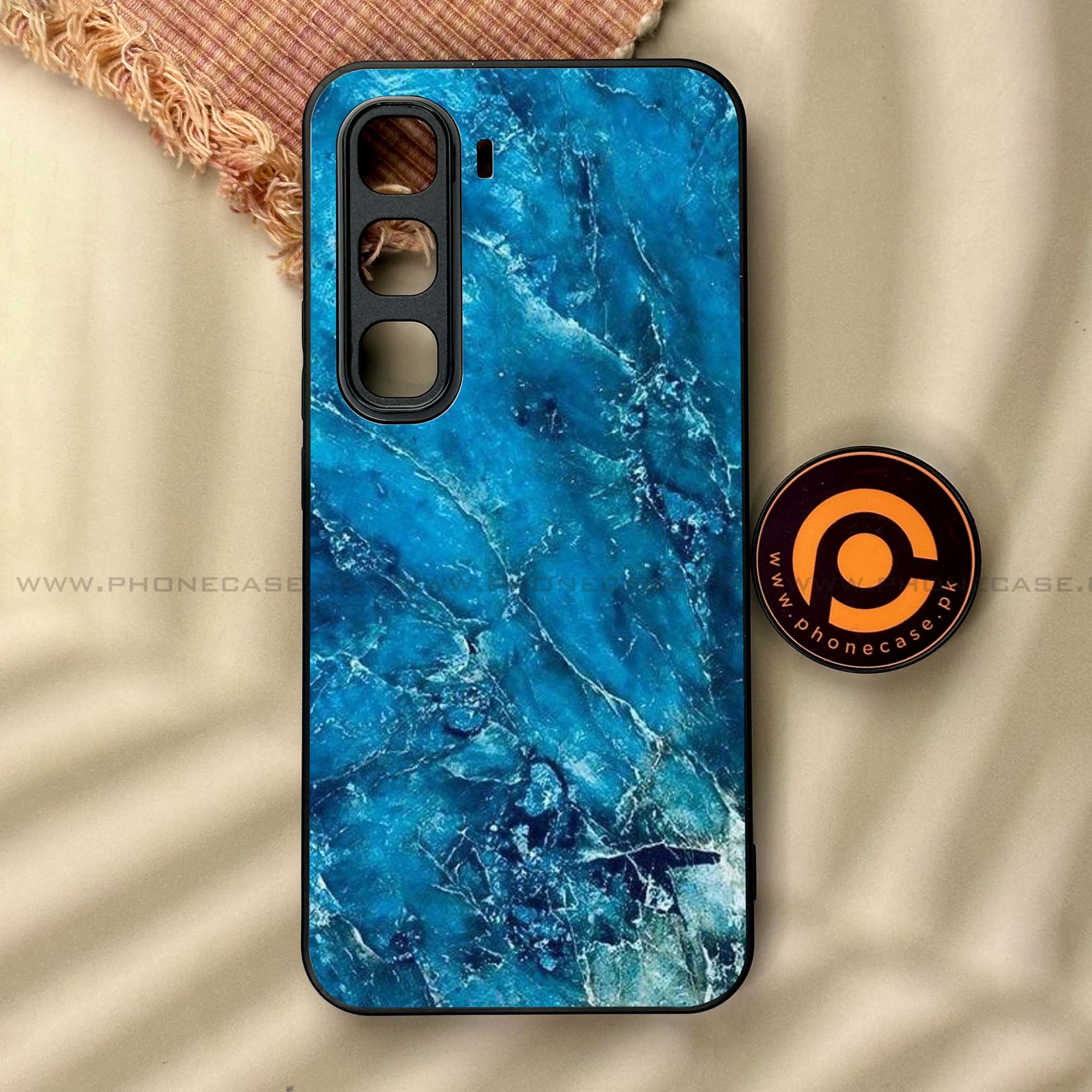 Infinix Hot 60 Pro - Blue Marble 2.0 Series - Premium Metal Printed soft Bumper shock Proof Case