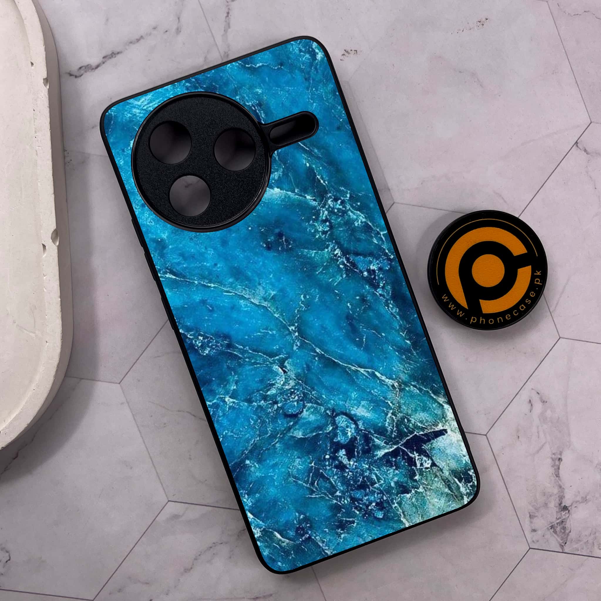 Xiaomi Poco F7 Pro 5G - Blue Marble 2.0 Series - Premium Metal Printed soft Bumper shock Proof Case