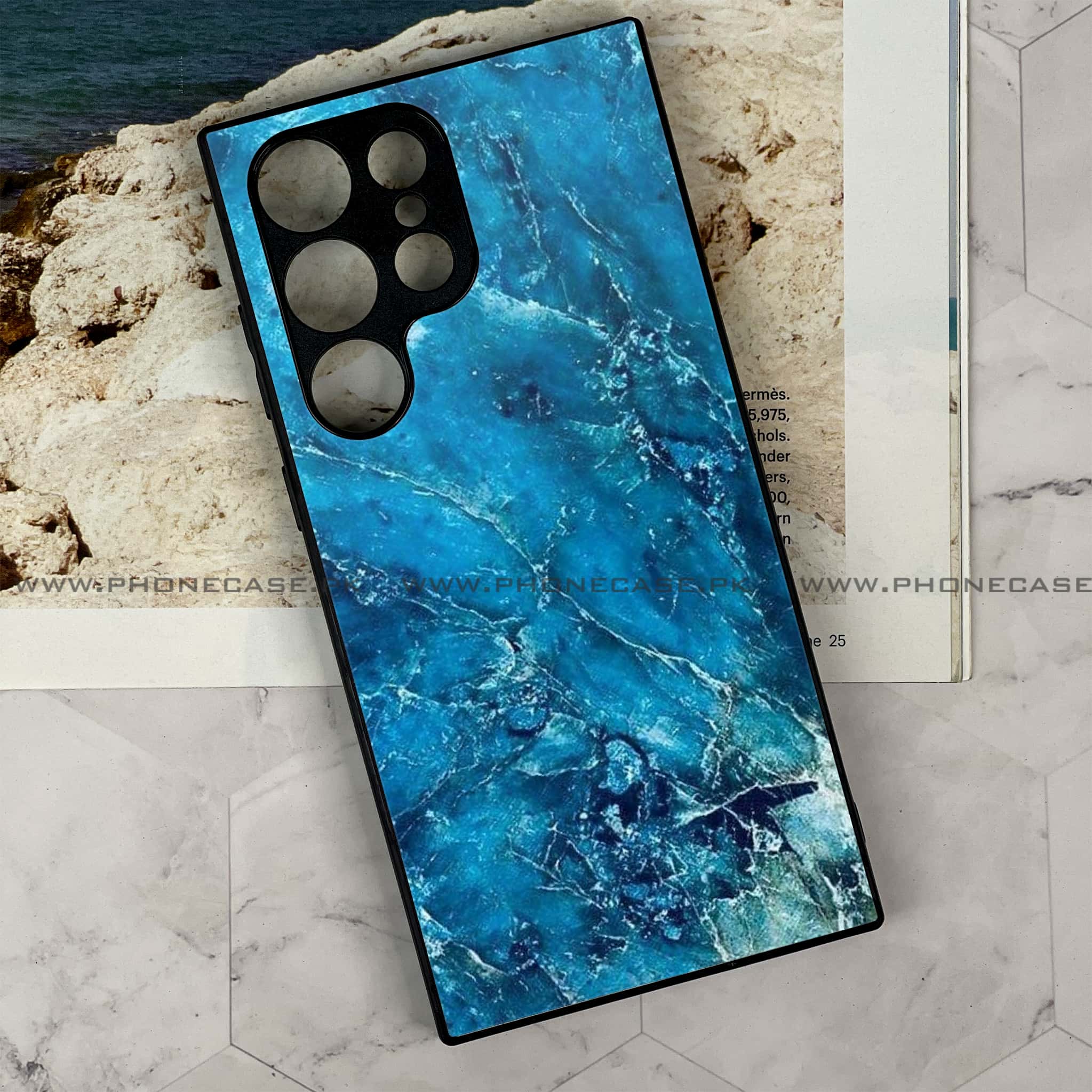 Samsung Galaxy S24 Ultra - Blue Marble Series V 2.0 - Premium Metal Printed soft Bumper shock Proof Case
