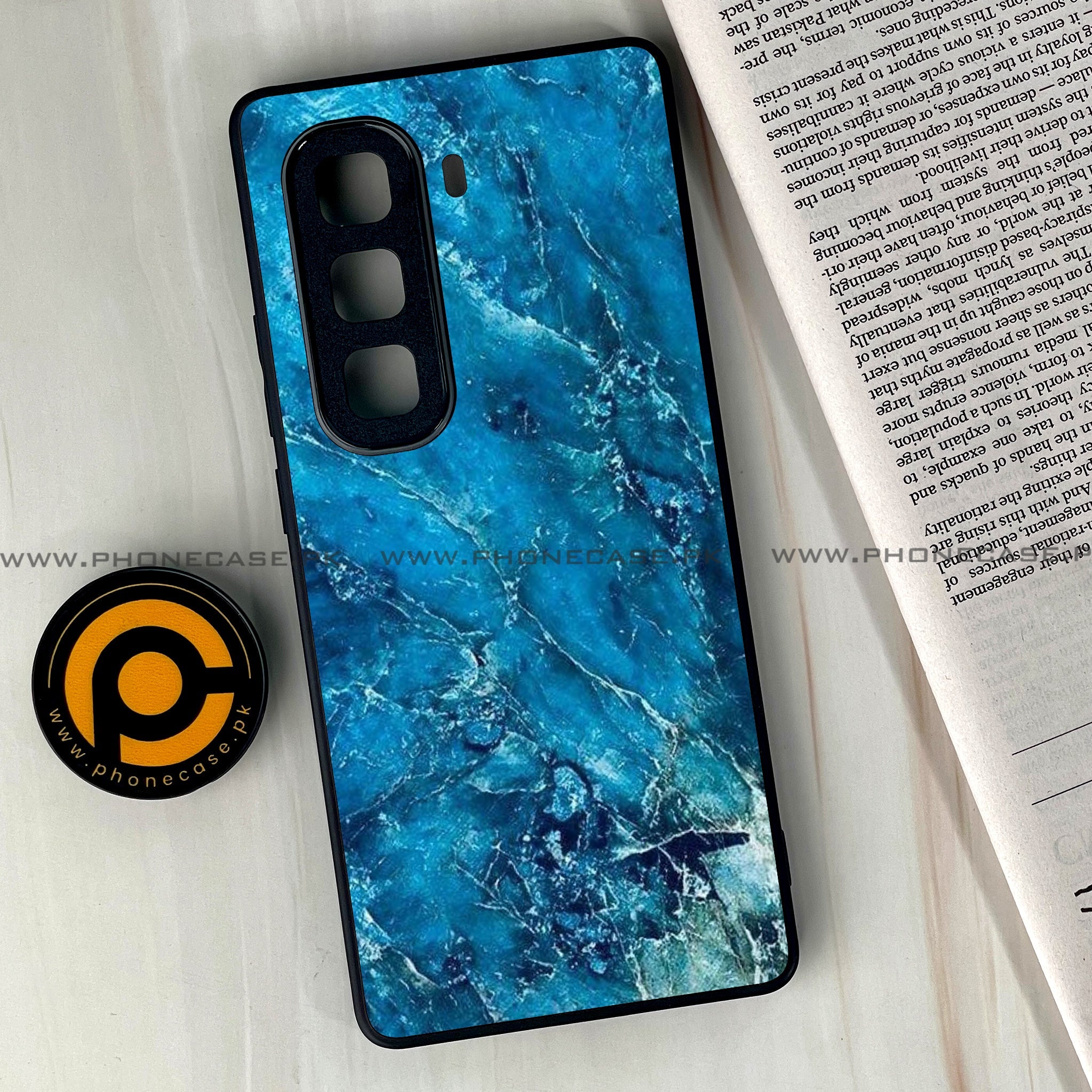 Infinix Hot 60 Pro Plus - Blue Marble 2.0 Series - Premium Metal Printed soft Bumper shock Proof Case