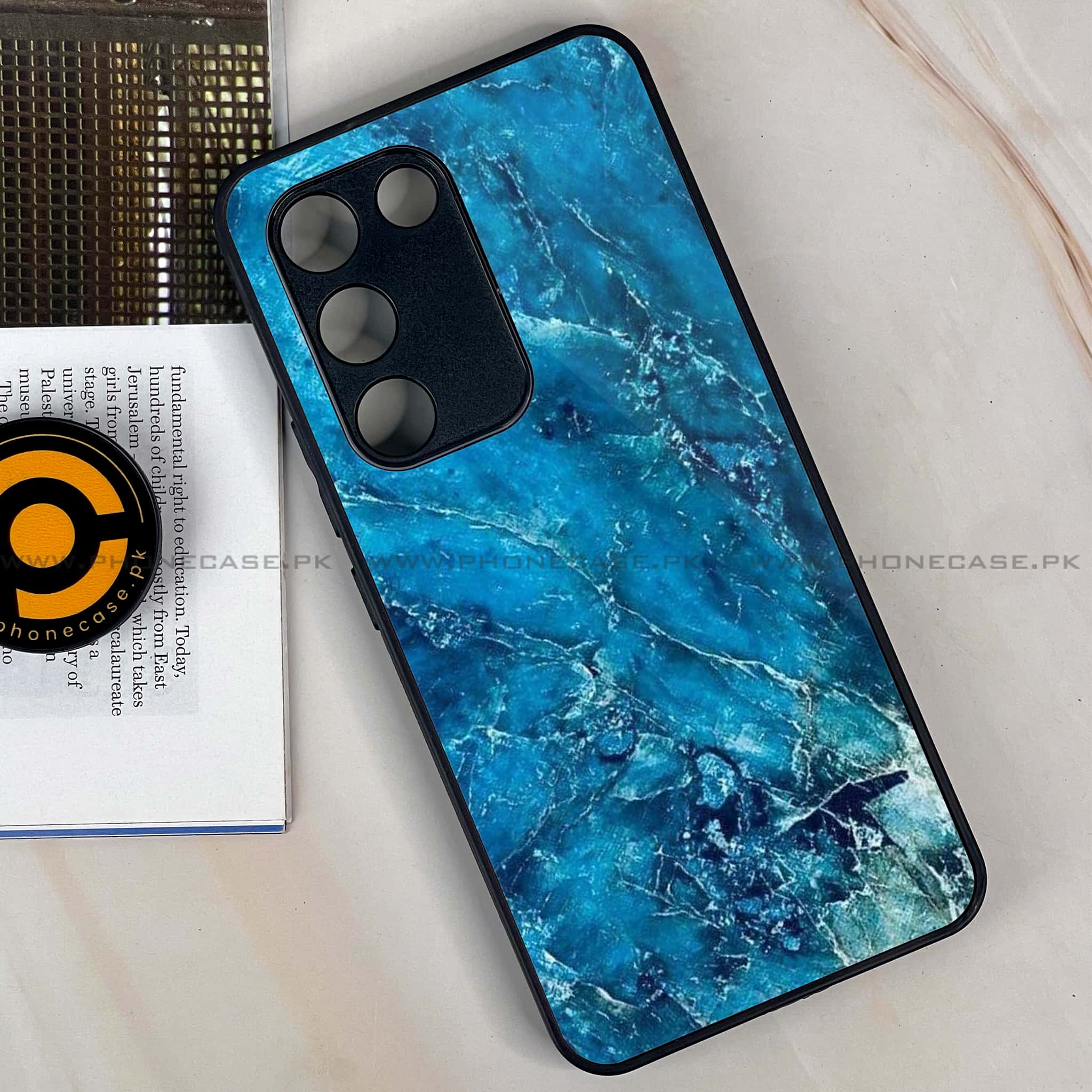 Vivo Y200e - Blue Marble 2.0 Series - Premium Metal Printed soft Bumper shock Proof Case