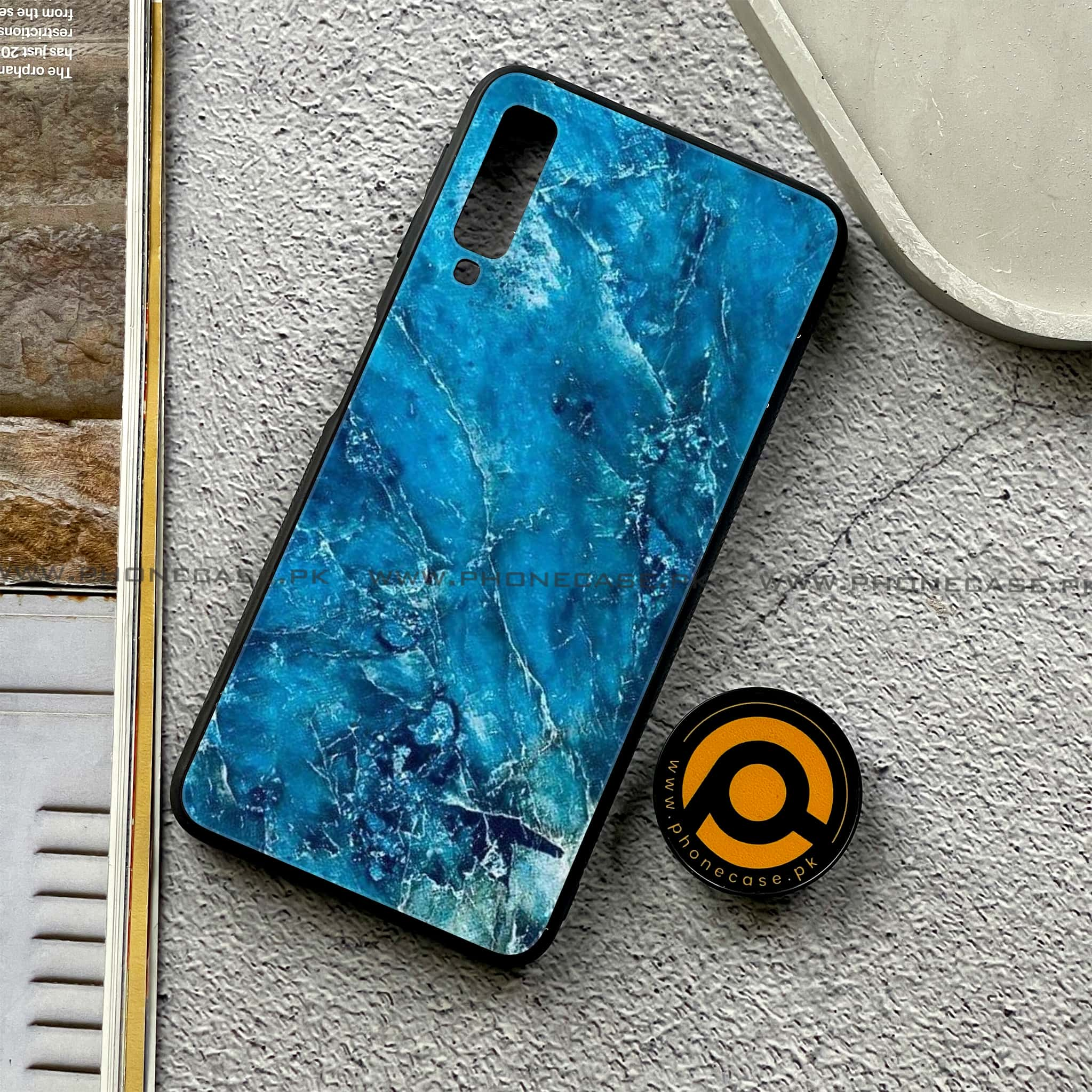 Galaxy A7 2018 - Blue Marble 2.0 Series - Premium Printed Metal soft Bumper shock Proof Case