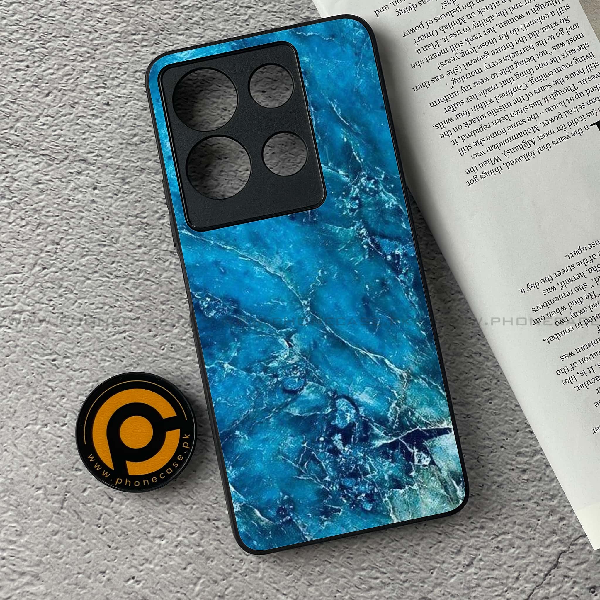 Infinix Note 30 - Blue Marble Series V 2.0 - Premium Printed Glass soft Bumper shock Proof Case