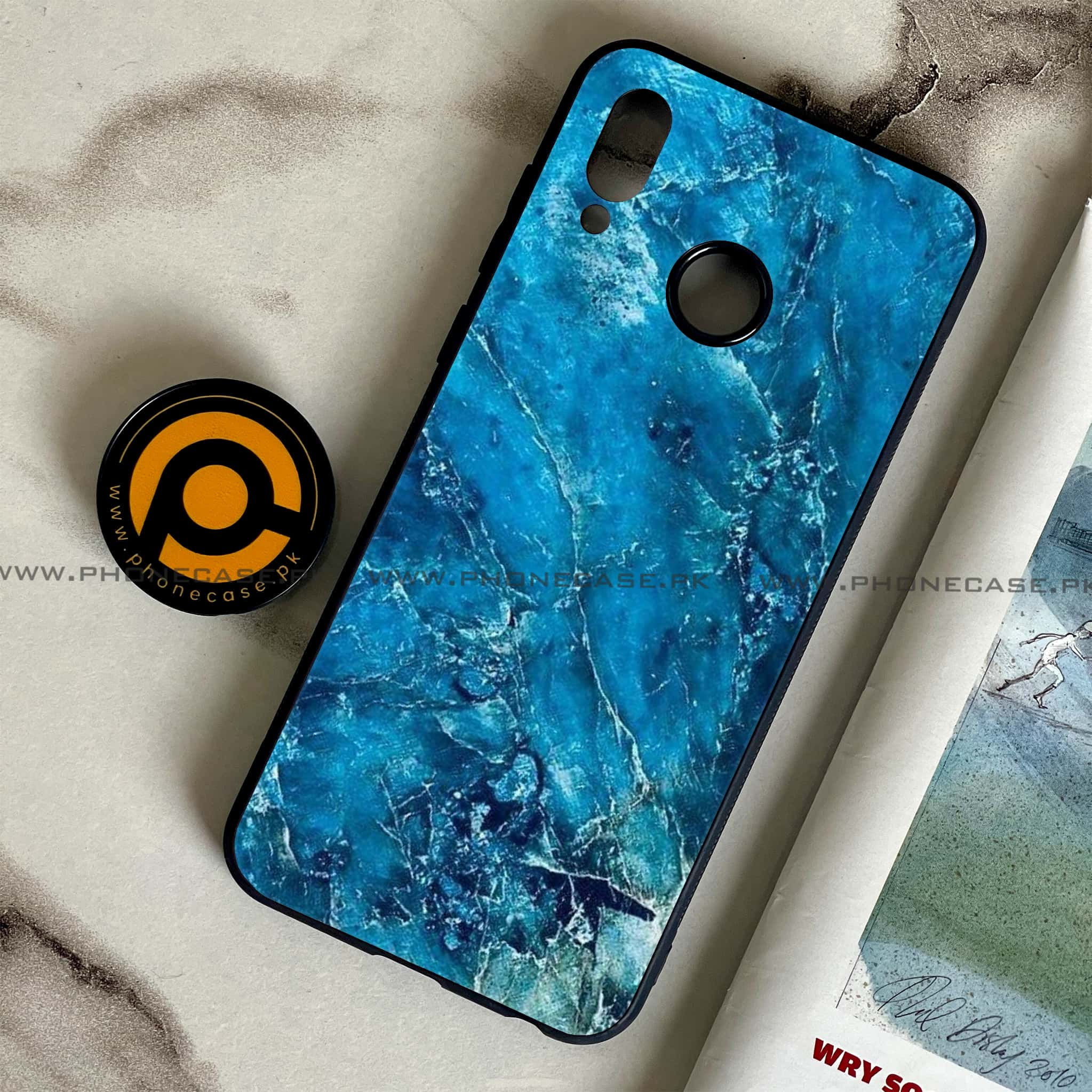 Huawei Honor Play - Blue Marble 2.0 Series - Premium Printed Glass soft Bumper shock Proof Case