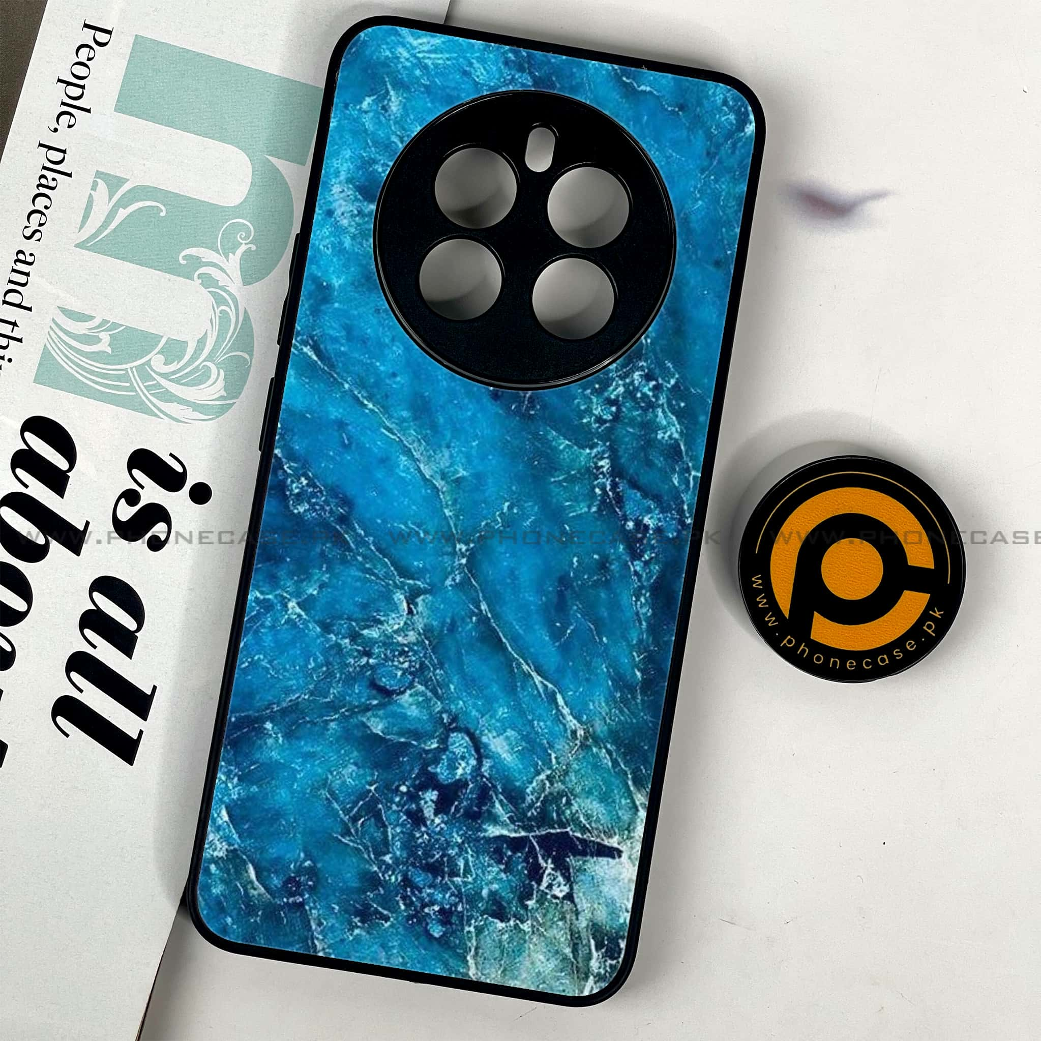 Realme 12 - Blue Marble 2.0 Series - Premium Printed Glass soft Bumper shock Proof Case