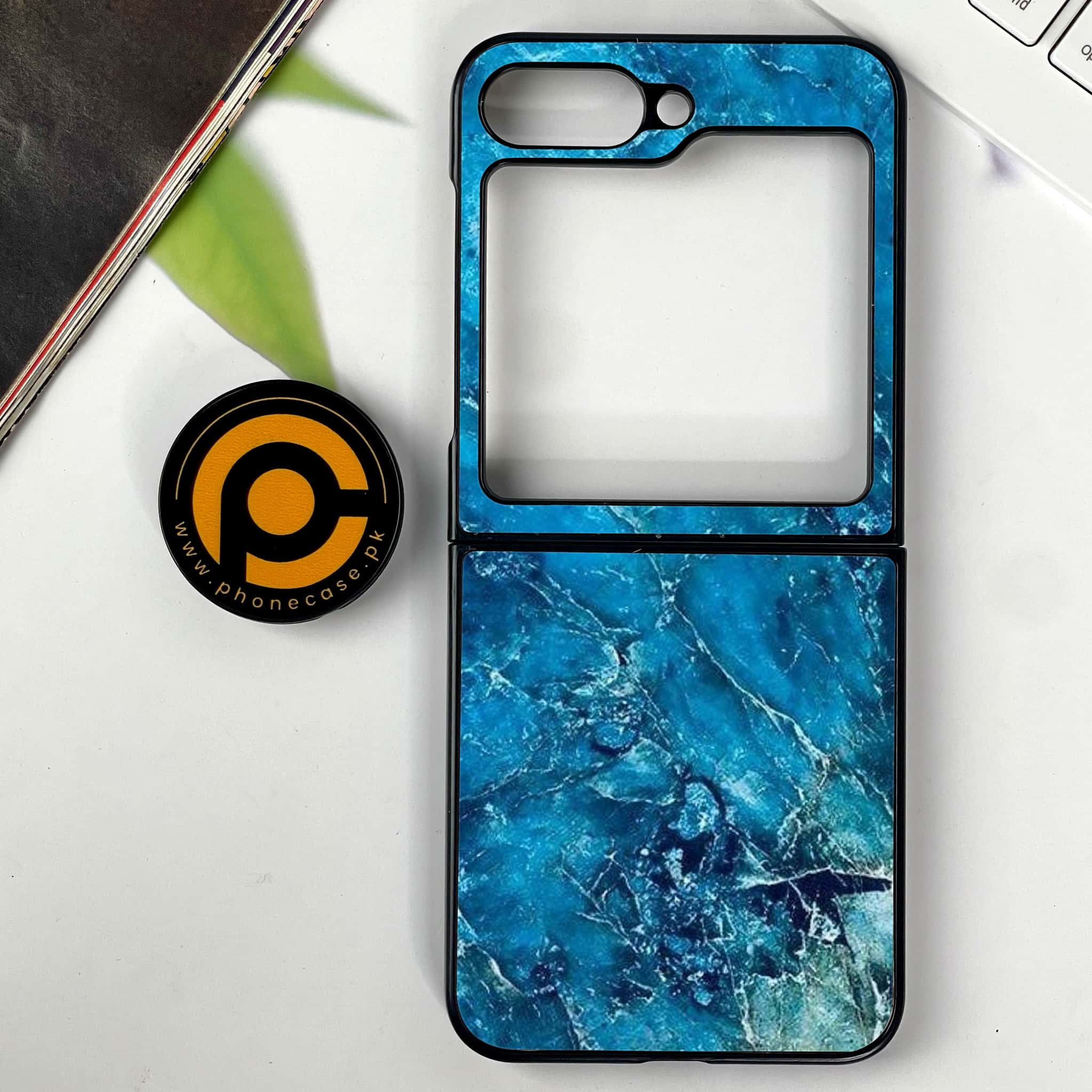 Galaxy Z Flip 6 - Blue Marble 2.0 Series - Premium Printed Glass soft Bumper shock Proof Case