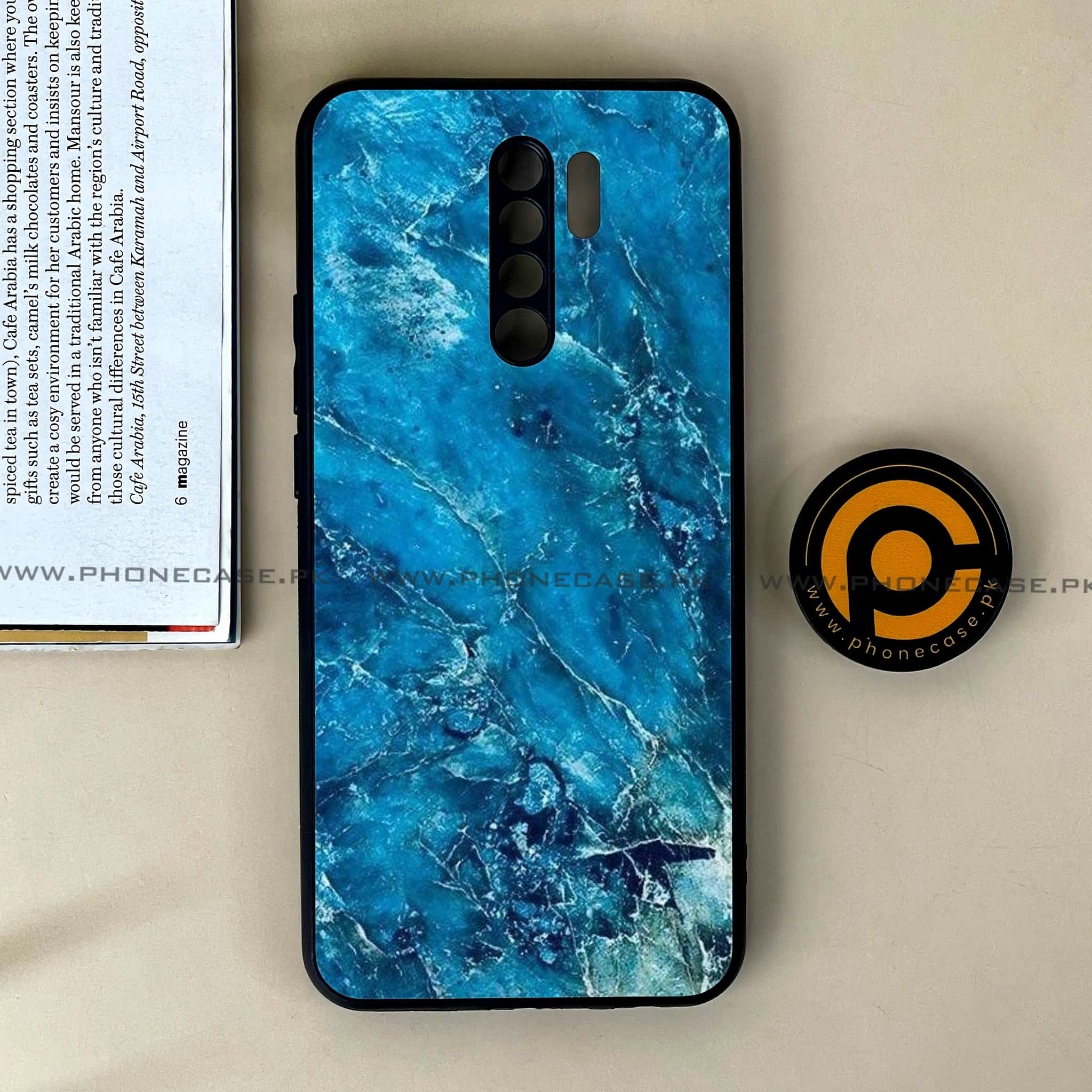 Xiaomi Redmi 9 - Blue Marble Series V 2.0 - Premium Printed Glass soft Bumper shock Proof Case