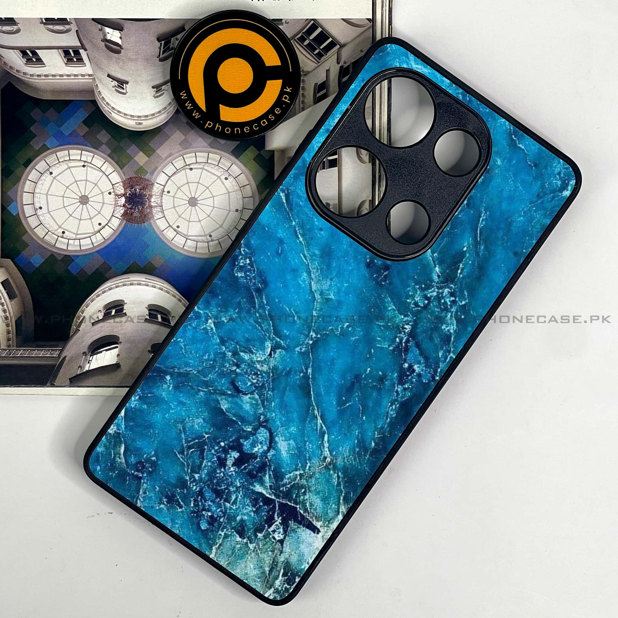 Redmi Note 13 Pro 4G - Blue Marble Series V 2.0 - Premium Metal Printed soft Bumper shock Proof Case