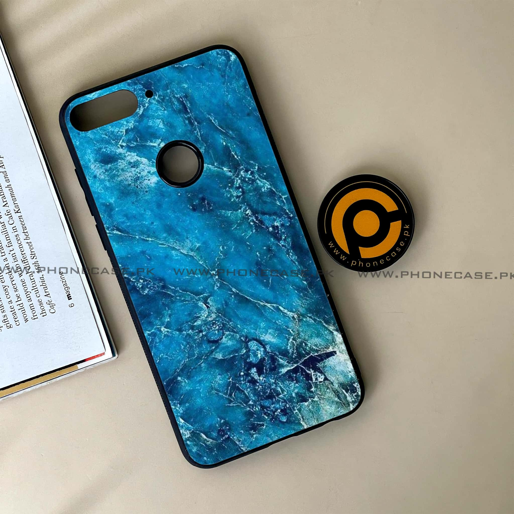 Huawei Y7 Prime (2018) - Blue Marble Series V 2.0 - Premium Printed Glass soft Bumper shock Proof Case