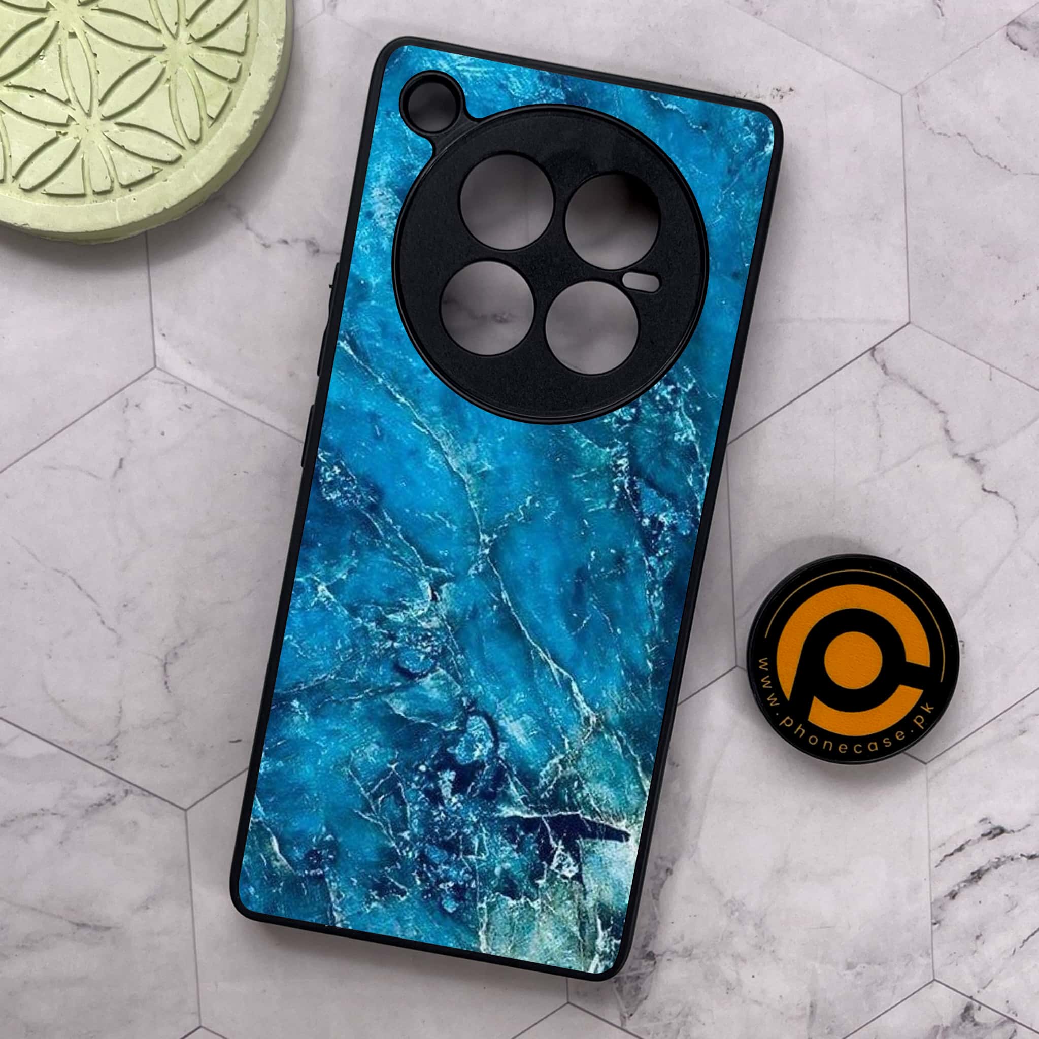 Infinix Zero 40 5G - Blue Marble 2.0 Series - Premium Metal Printed soft Bumper shock Proof Case
