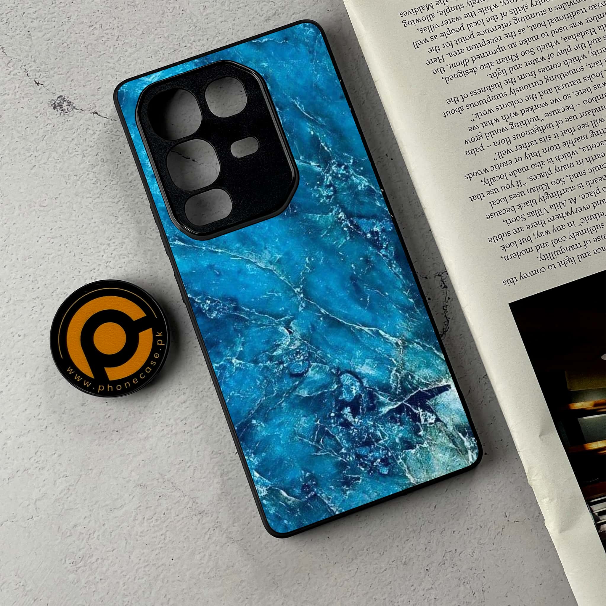 Infinix Note 50 Pro Plus - Blue Marble 2.0 Series - Premium Metal Printed Soft Bumper Shockproof Case