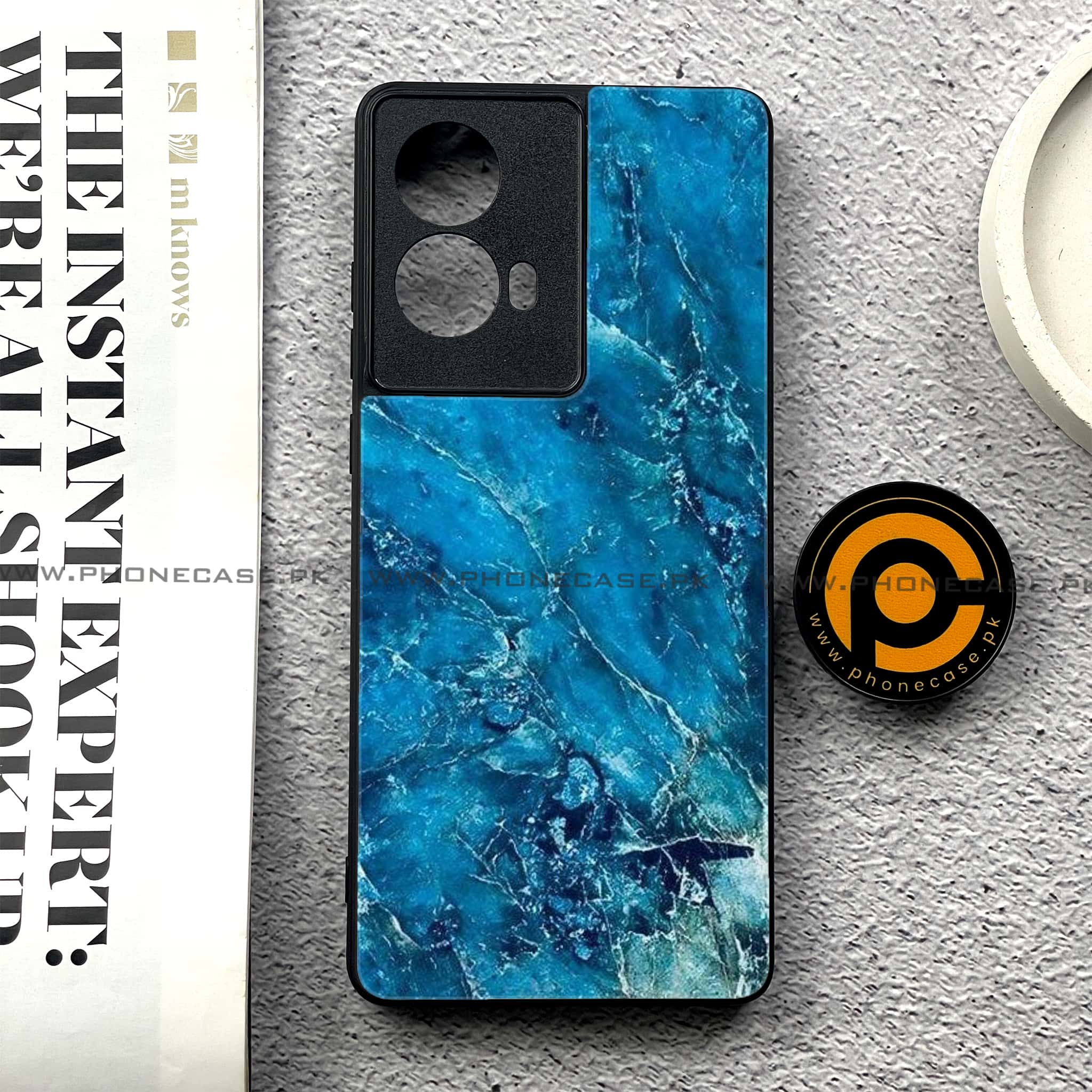Moto G85 - Blue Marble 2.0 Series - Premium Printed Glass soft Bumper shock Proof Case