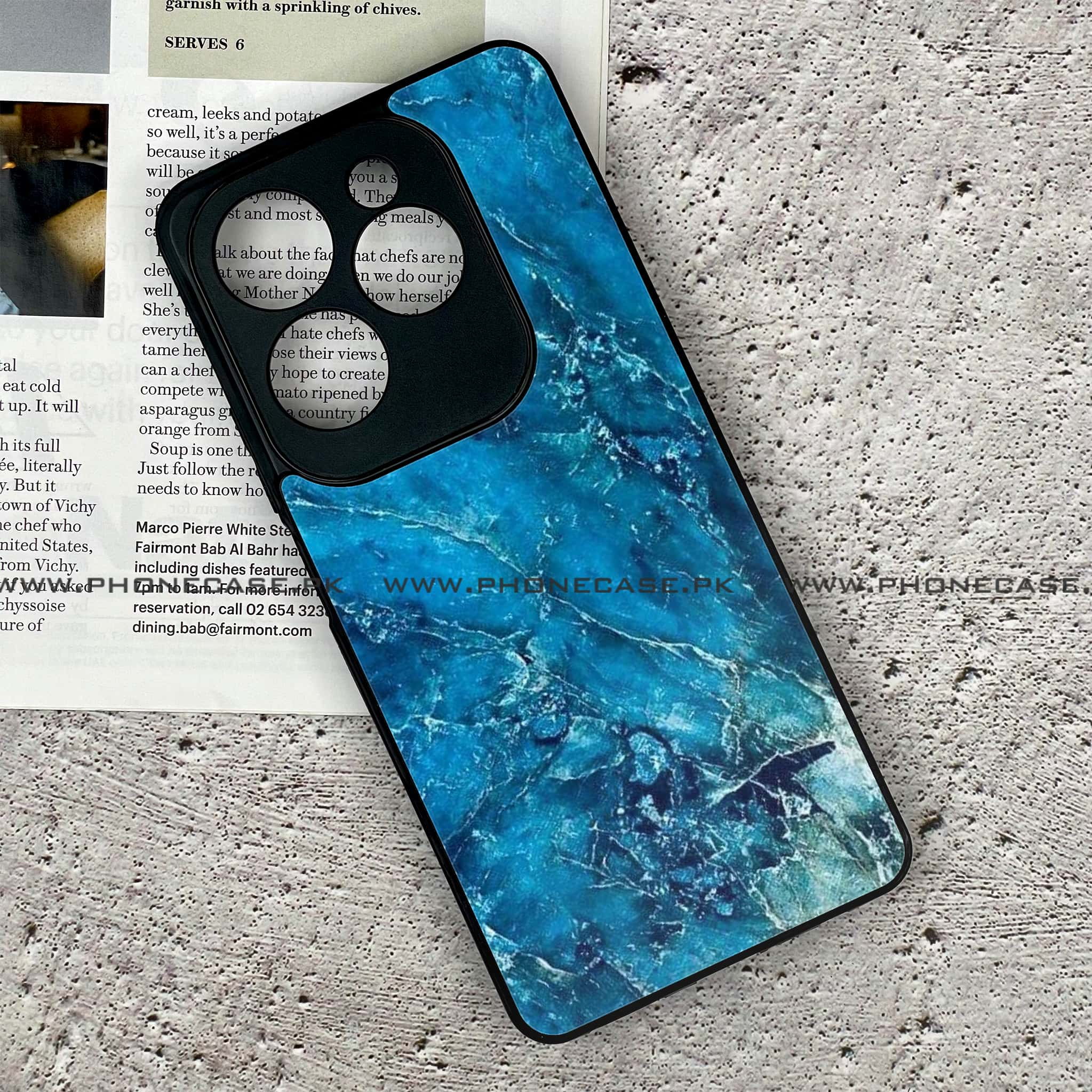 Infinix Hot 40 - Blue Marble Series V 2.0 - Premium Printed Glass soft Bumper shock Proof Case