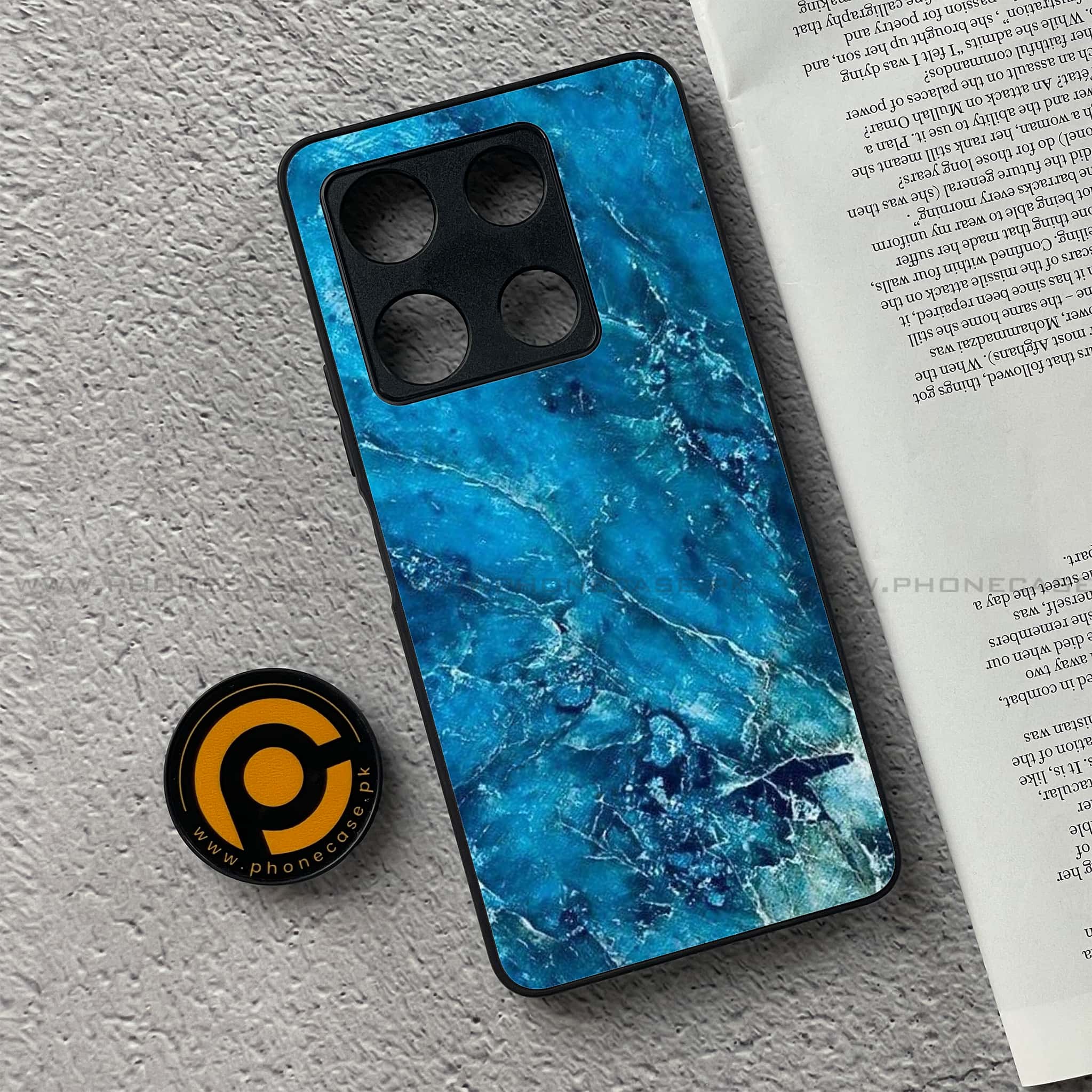 Infinix Note 30 Pro - Blue Marble Series V 2.0 - Premium Metal Printed soft Bumper shock Proof Case