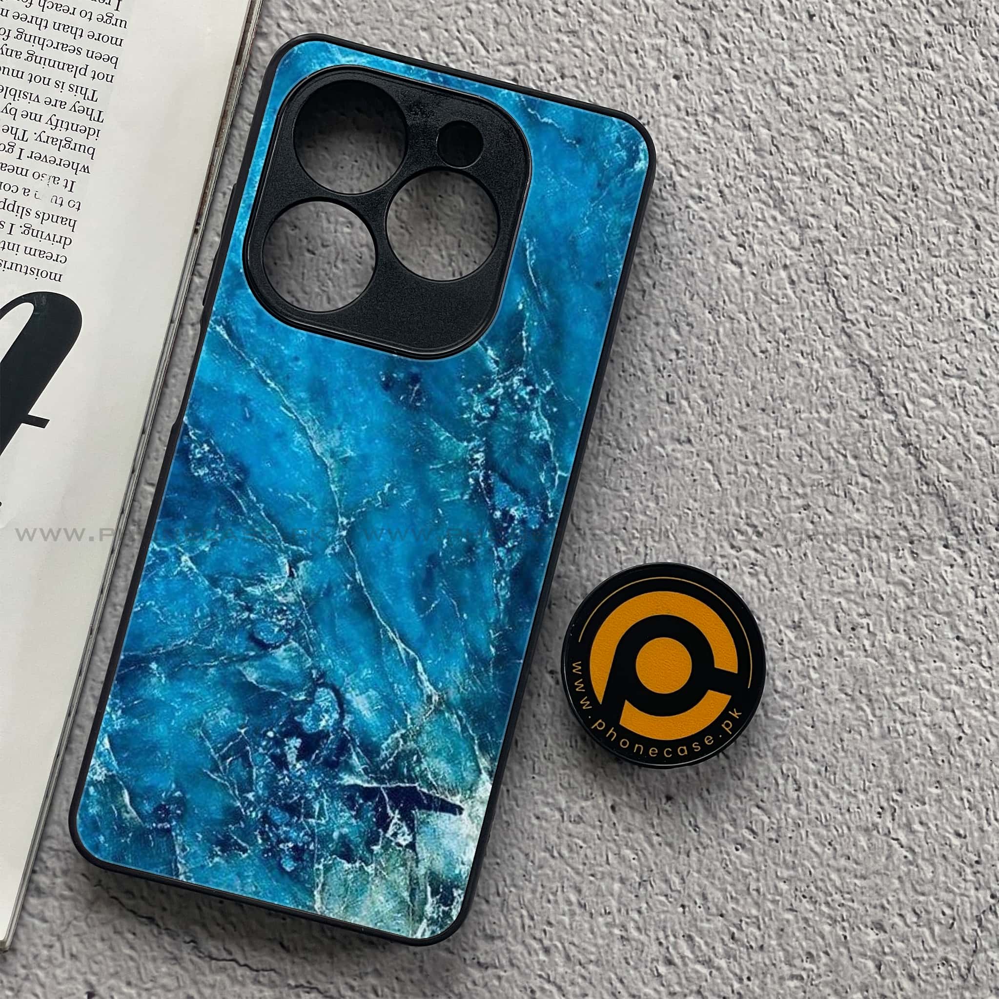 Infinix Smart 8 Pro - Blue Marble Series V 2.0 - Premium Metal Printed soft Bumper shock Proof Case