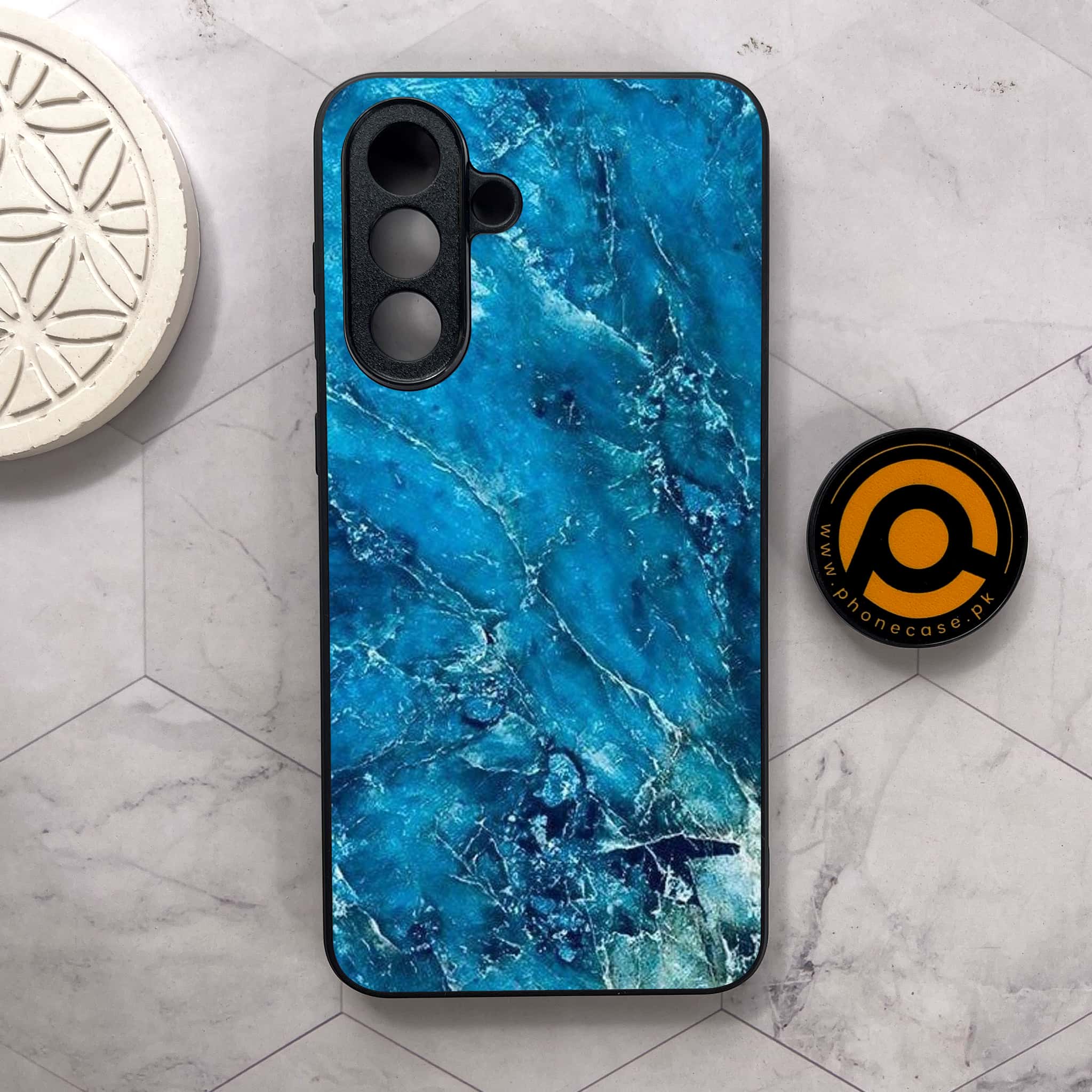 Samsung Galaxy A26 5G -  Blue Marble 2.0 Series - Premium Metal Printed soft Bumper shock Proof Case