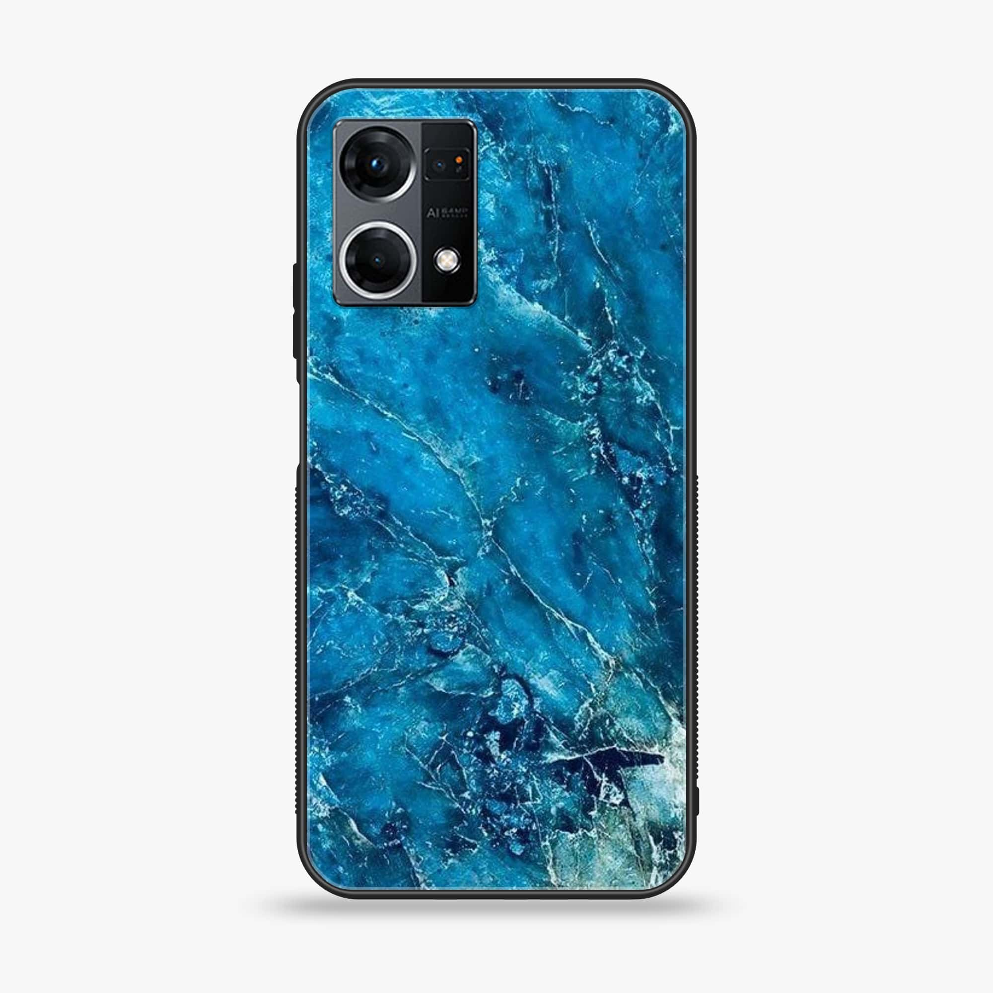 Oppo Reno 7 - Blue Marble 2.0 Series - Premium Printed Glass soft Bumper shock Proof Case