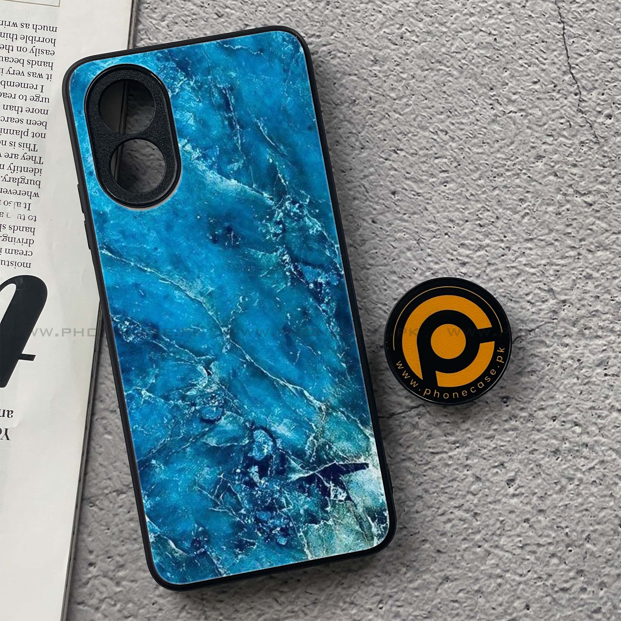Oppo A18 4G - Blue Marble 2.0 Series - Premium Printed Glass soft Bumper shock Proof Case