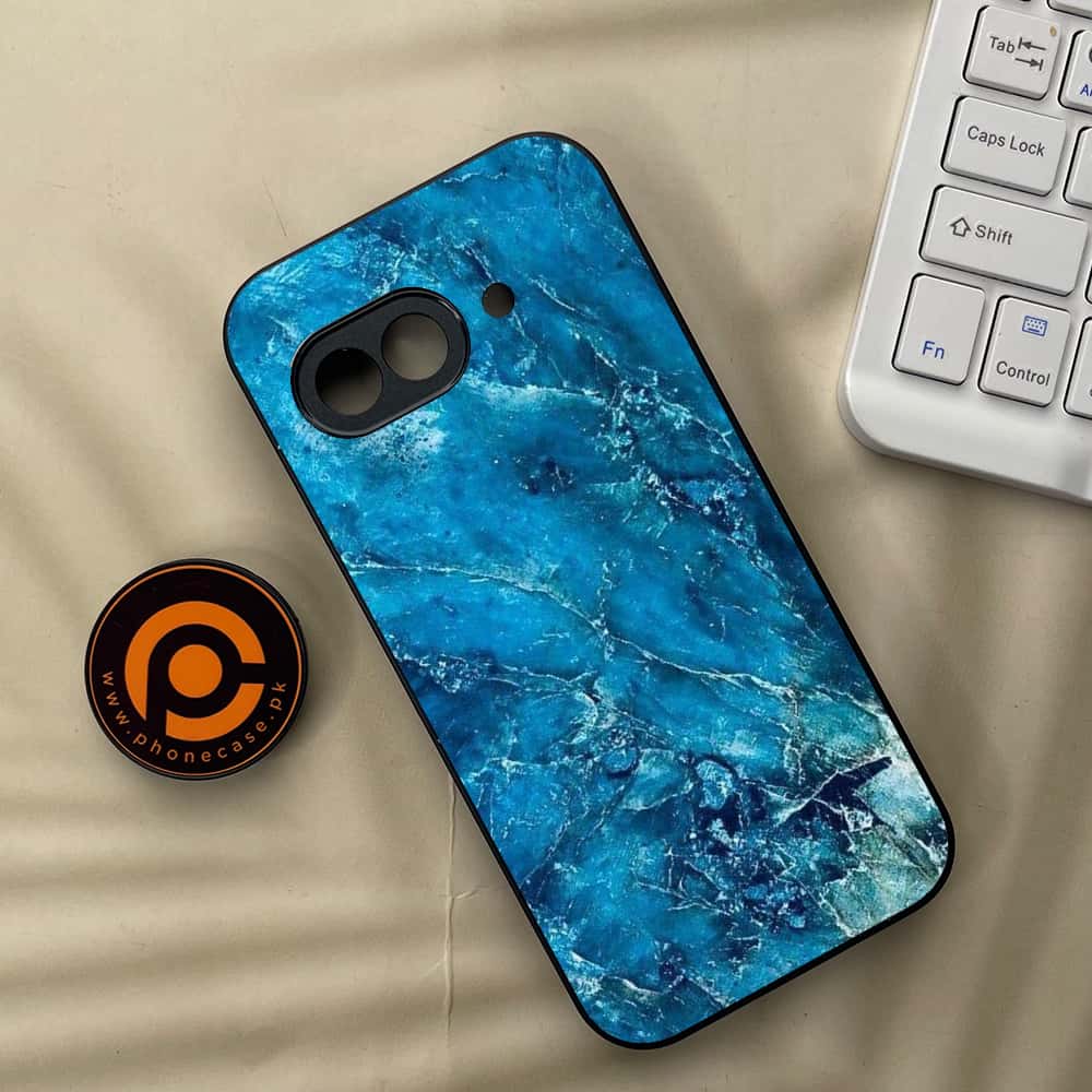 Google Pixel 9a - Blue Marble Series - Premium Metal Printed soft Bumper Shock Proof Case