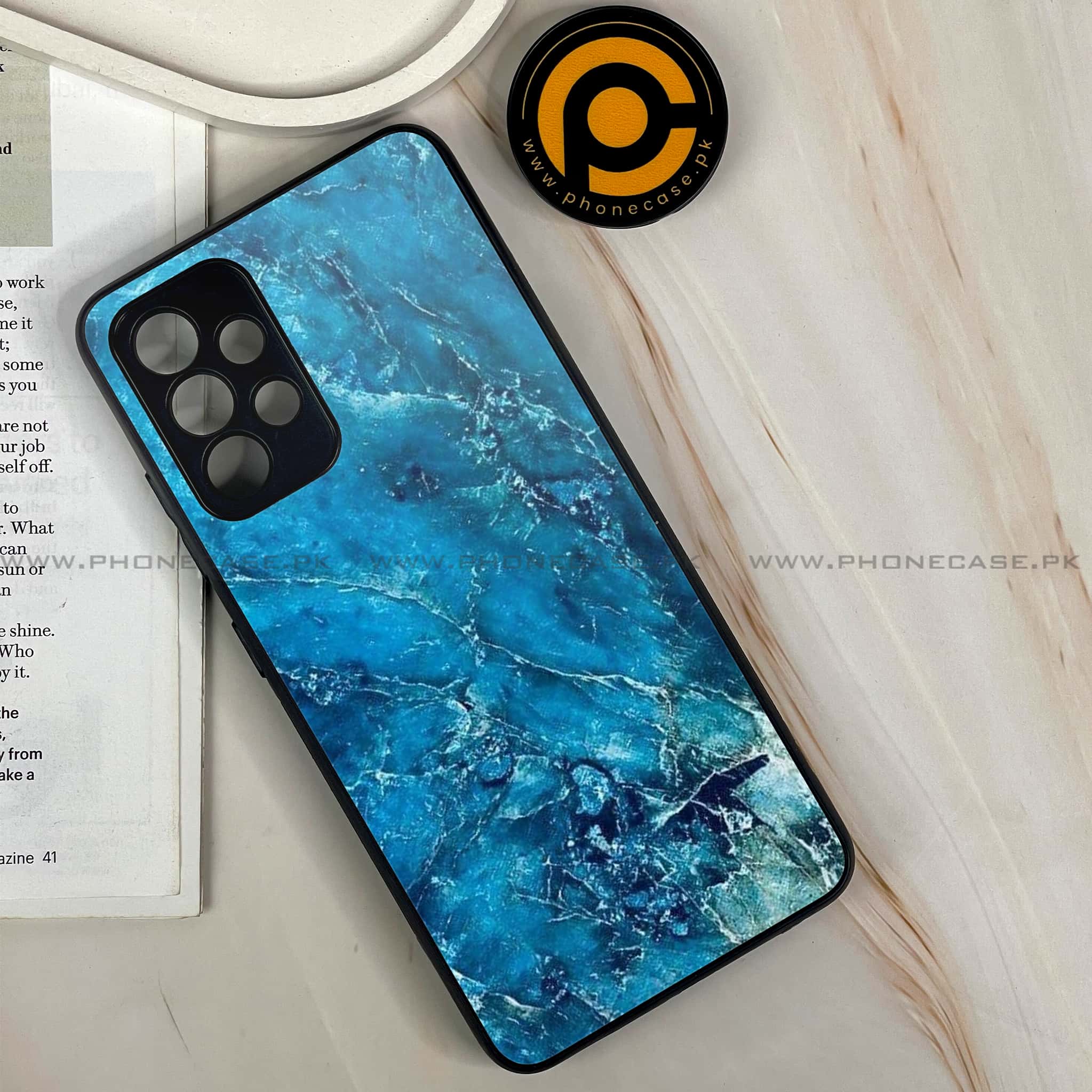 Samsung Galaxy A32 4G - Blue Marble Series V 2.0 - Premium Printed Glass soft Bumper shock Proof Case